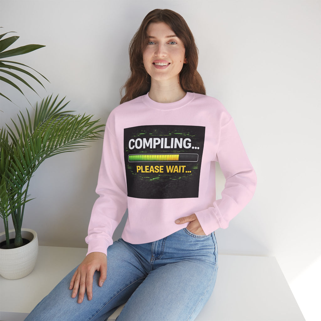 "Compiling... Please Wait" Tech Humor Crewneck Sweatshirt