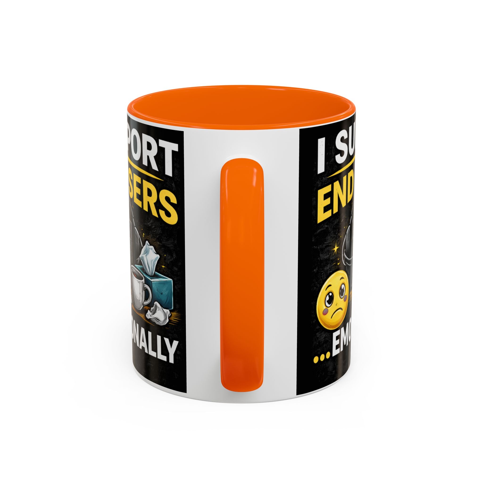 "I Support End Users, Emotionally" IT Humor Accent Coffee Mug (11, 15oz)