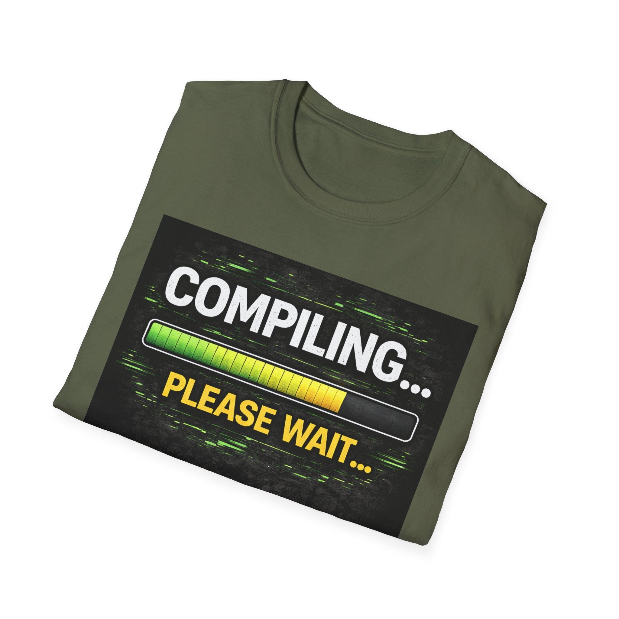 "Compiling... Please Wait" Programmer Loading Graphic Tee Funny IT Tech Humor T-Shirt