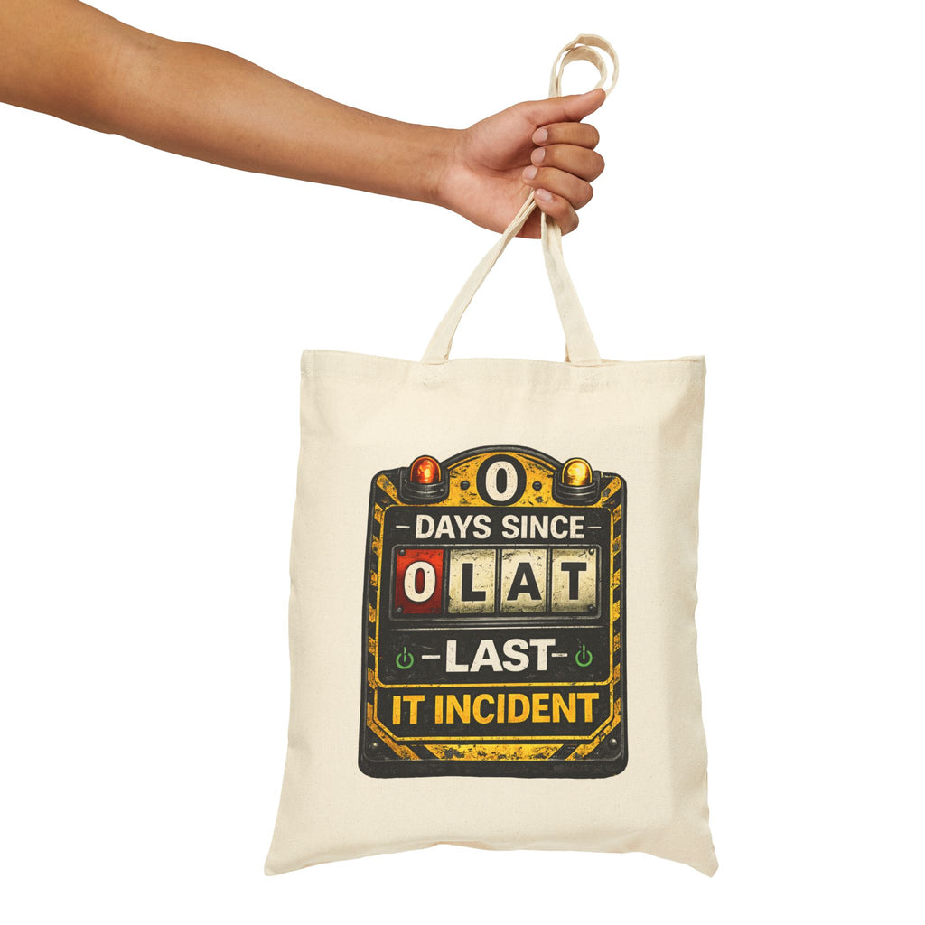 "0 Days Since Last IT Incident" Funny IT Tech Humor Cotton Canvas Tote Bag