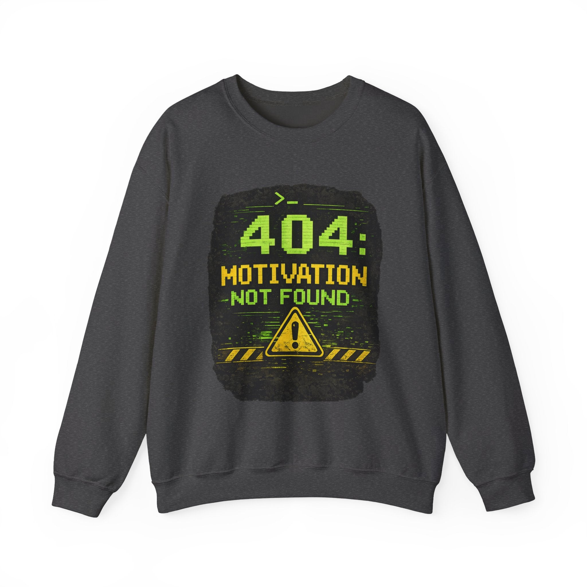 "404: Motivation Not Found" Funny Tech Graphic Crewneck Sweatshirt
