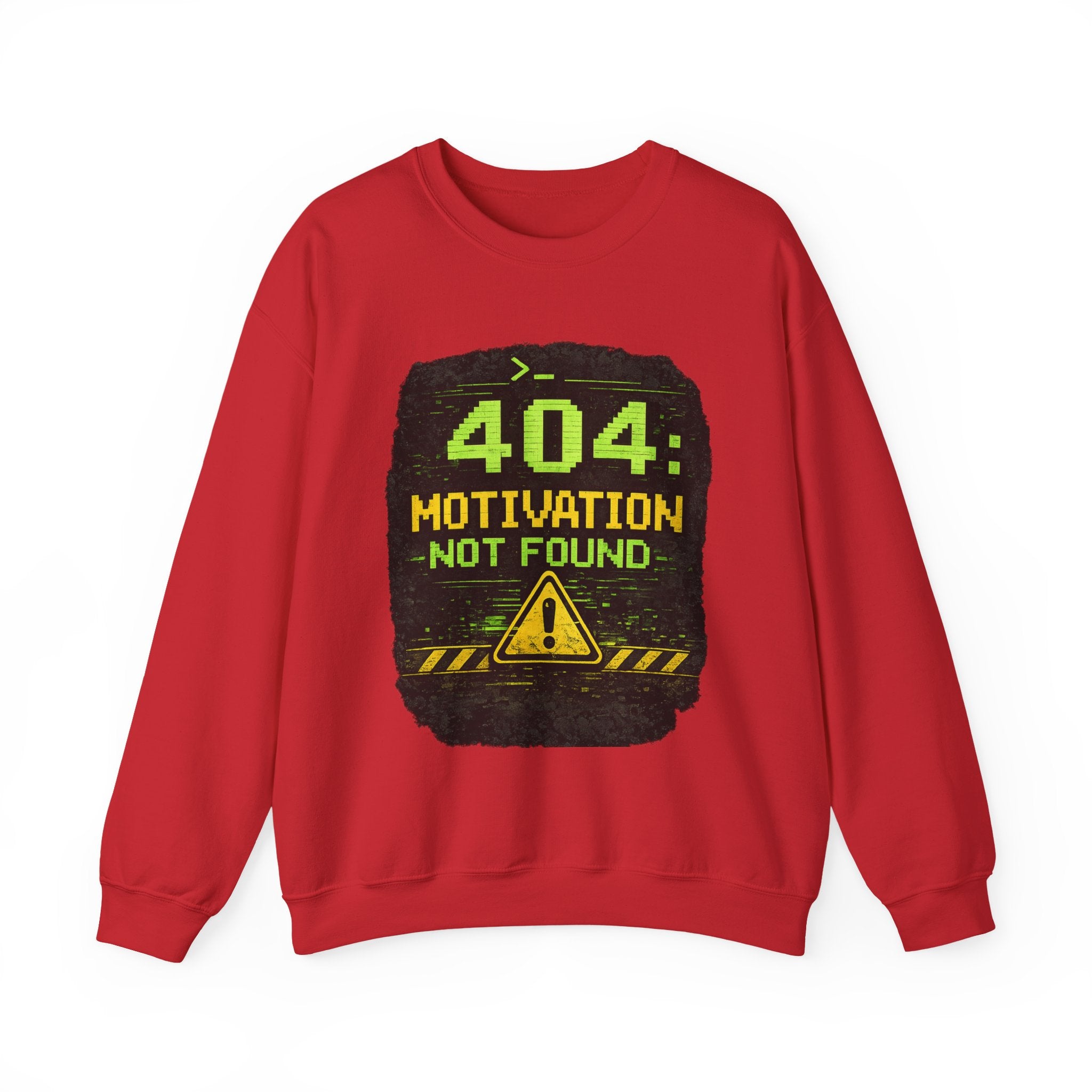 "404: Motivation Not Found" Funny Tech Graphic Crewneck Sweatshirt