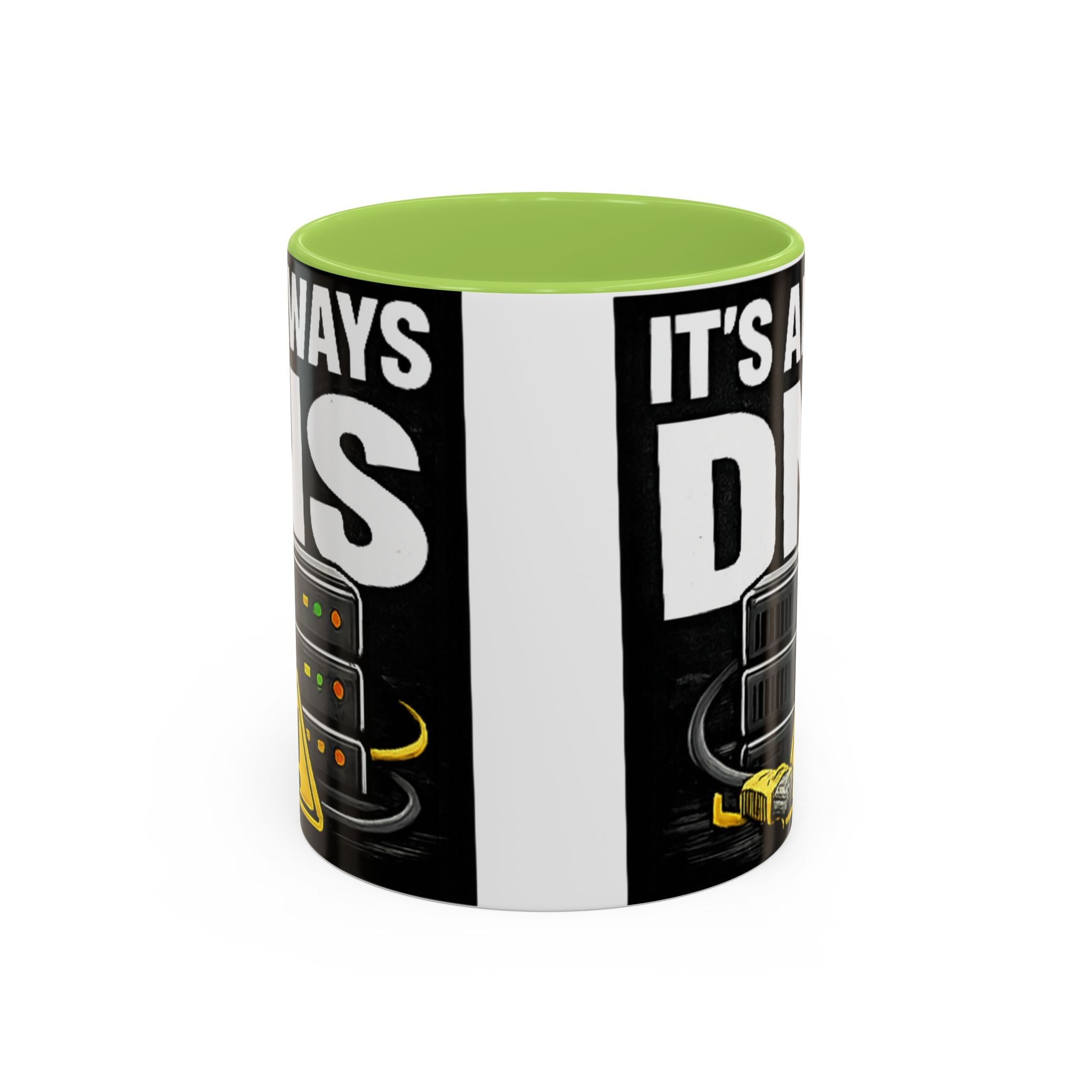 "It's Always DNS" IT Humor Accent Coffee Mug (11, 15oz)