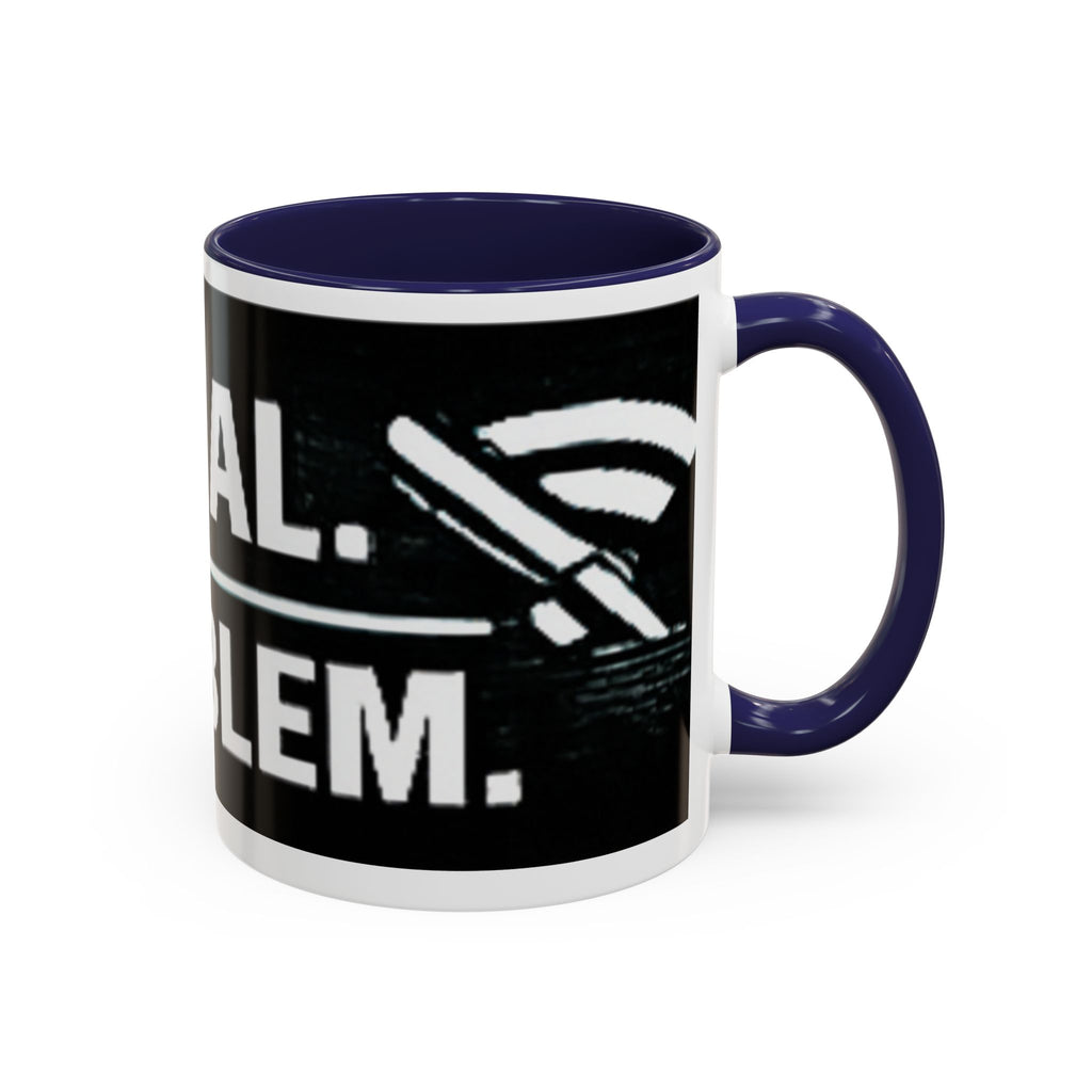 "No Signal No Problem" IT Humor Accent Coffee Mug (11, 15oz)