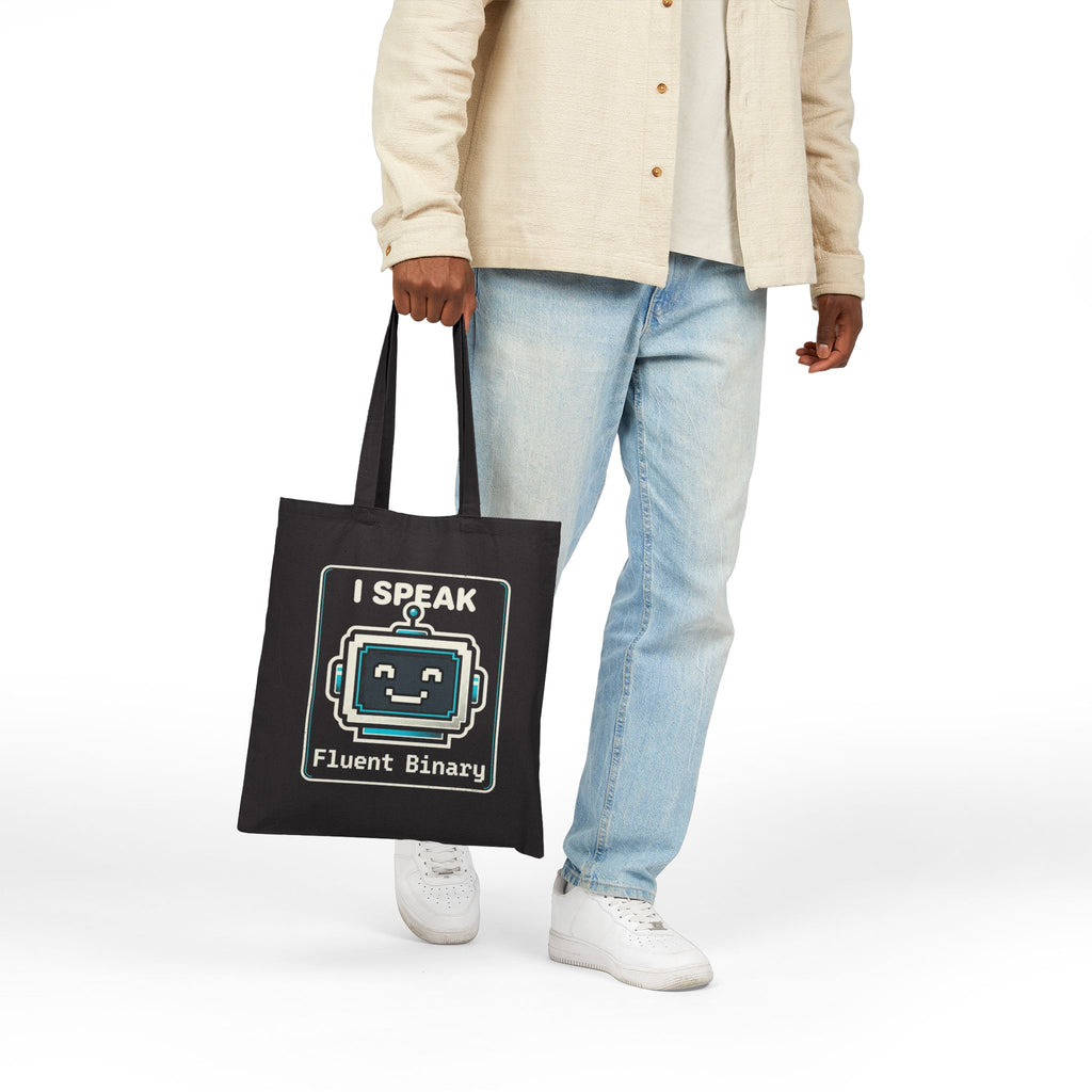 "I Speak Fluent Binary" Geek Humor Funny IT Cotton Canvas Tote Bag