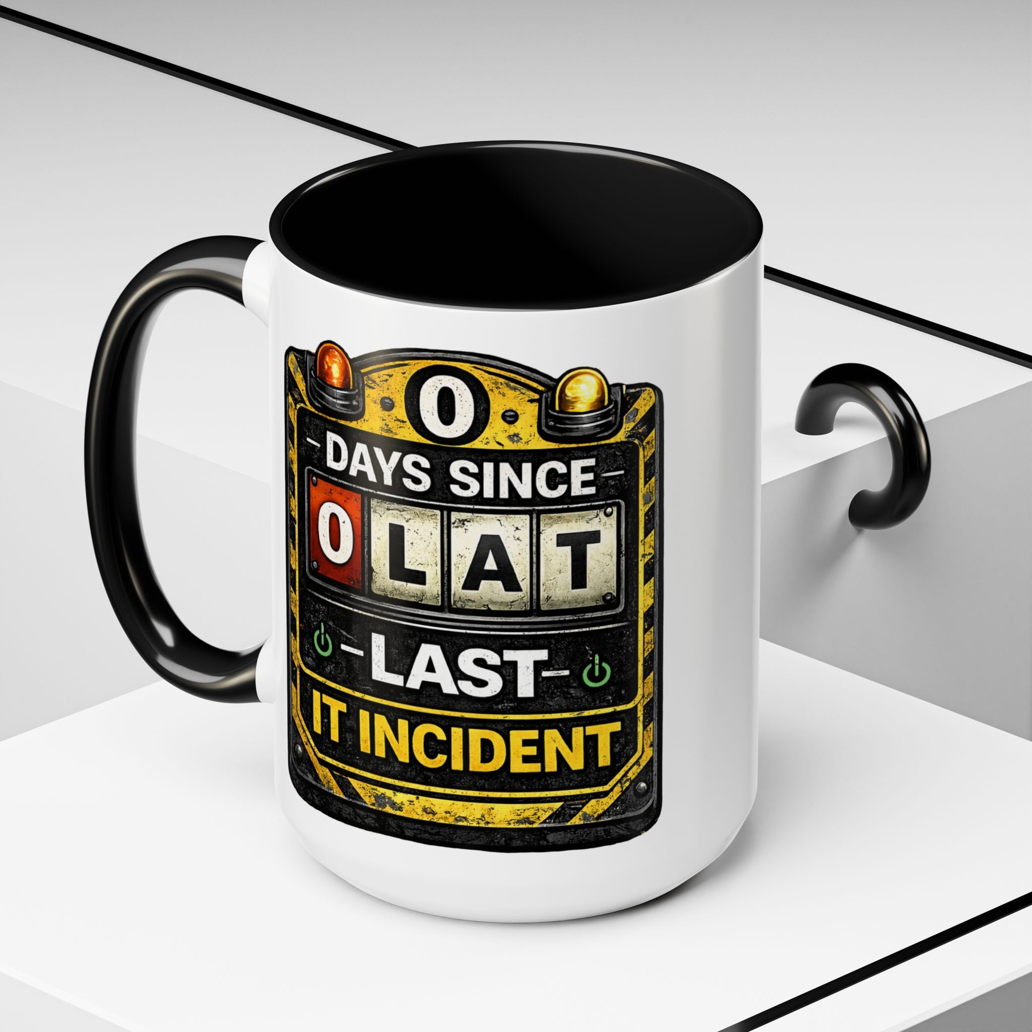 "0 Days Since Last IT Incident" IT Humor Accent Coffee Mug (11, 15oz)