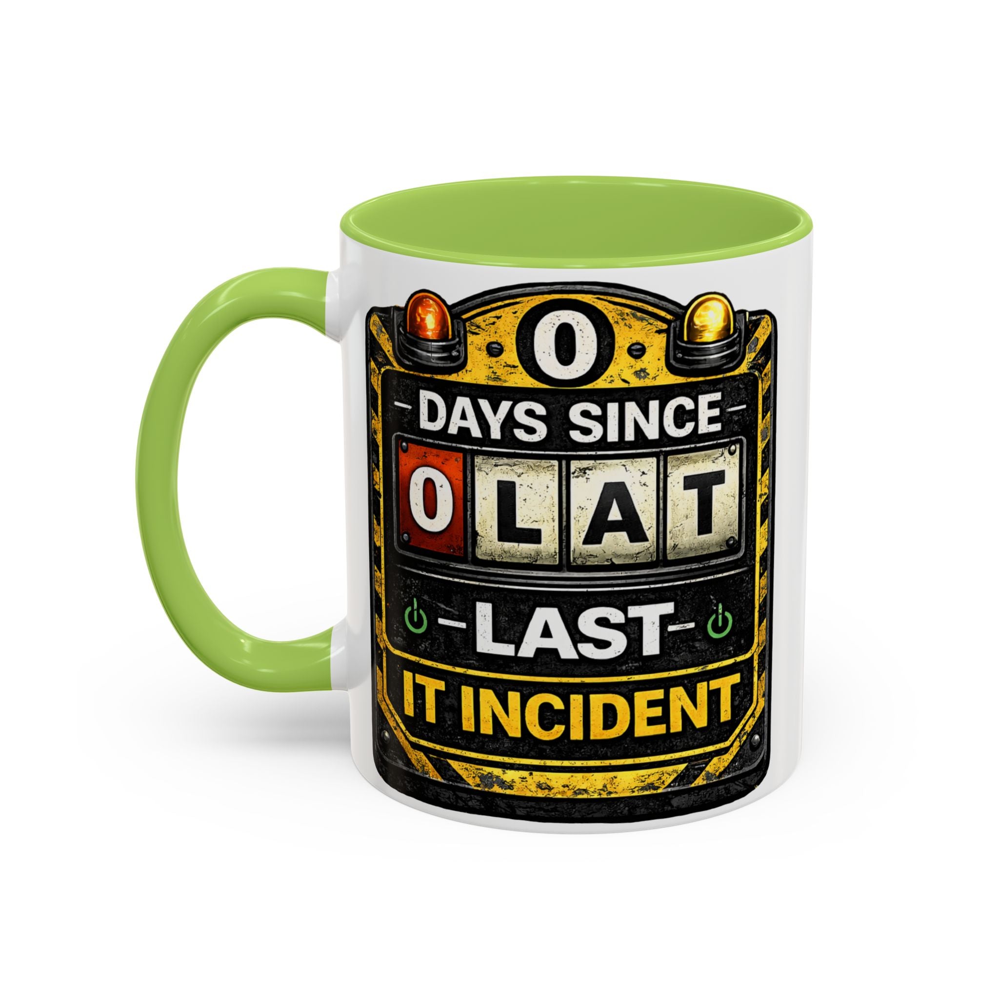"0 Days Since Last IT Incident" IT Humor Accent Coffee Mug (11, 15oz)