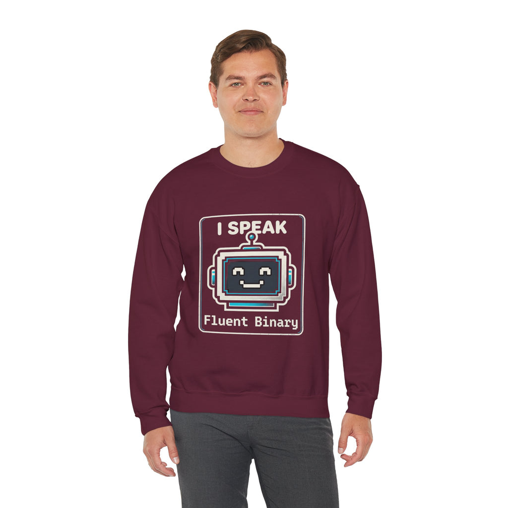 "I Speak Fluent Binary" Funny IT Crewneck Sweatshirt