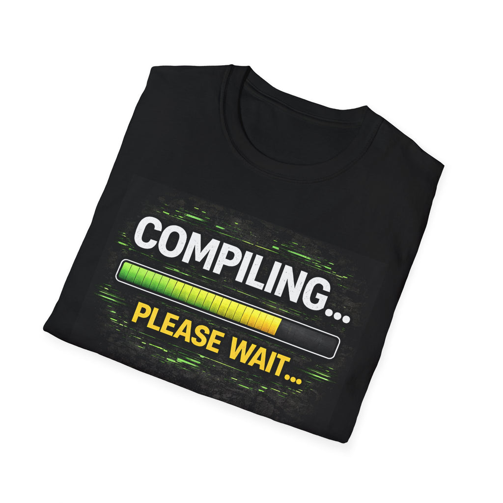 "Compiling... Please Wait" Programmer Loading Graphic Tee Funny IT Tech Humor T-Shirt