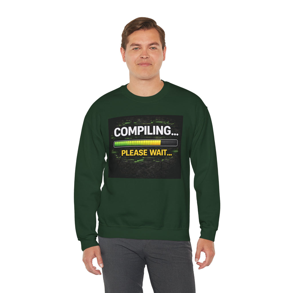 "Compiling... Please Wait" Tech Humor Crewneck Sweatshirt