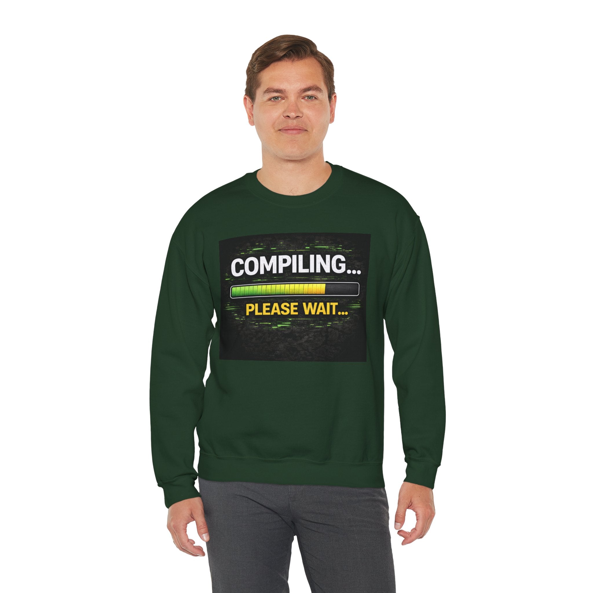 "Compiling... Please Wait" Tech Humor Crewneck Sweatshirt