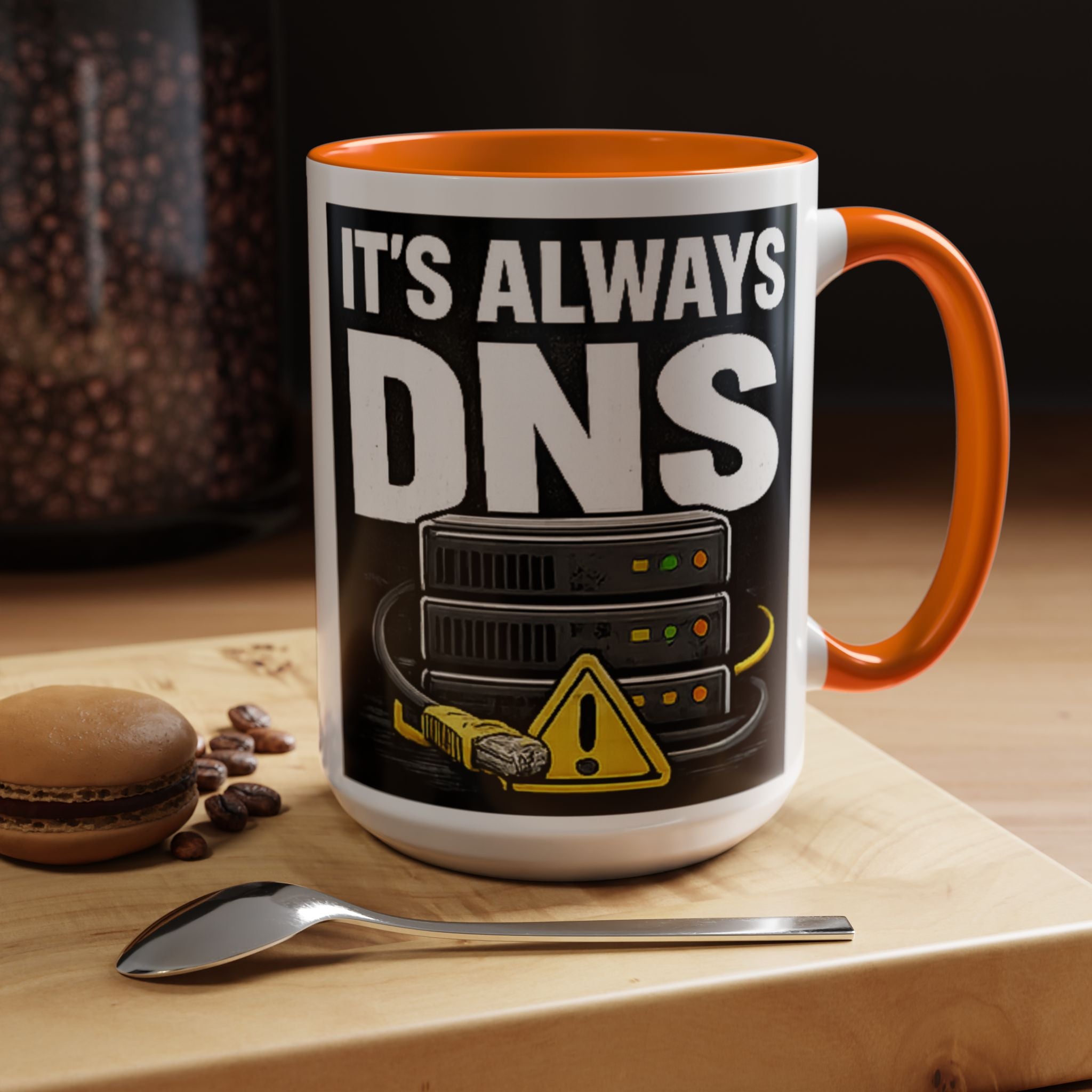 "It's Always DNS" IT Humor Accent Coffee Mug (11, 15oz)