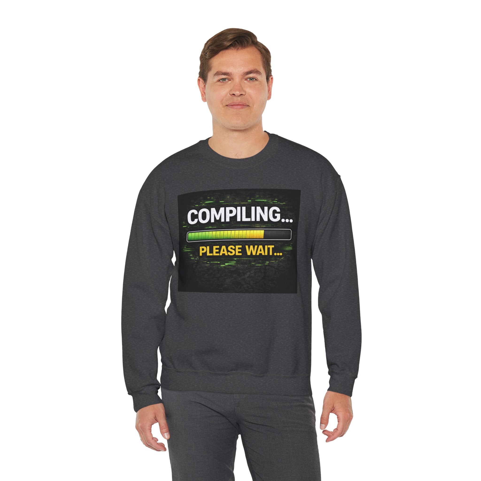 "Compiling... Please Wait" Tech Humor Crewneck Sweatshirt