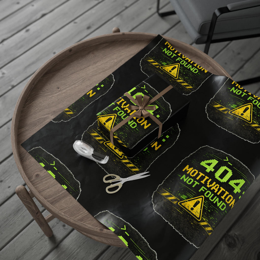 "404 Motivation Not Found" IT Tech Humor Error Pattern Gift Wrap Funny IT Wrapping Paper
