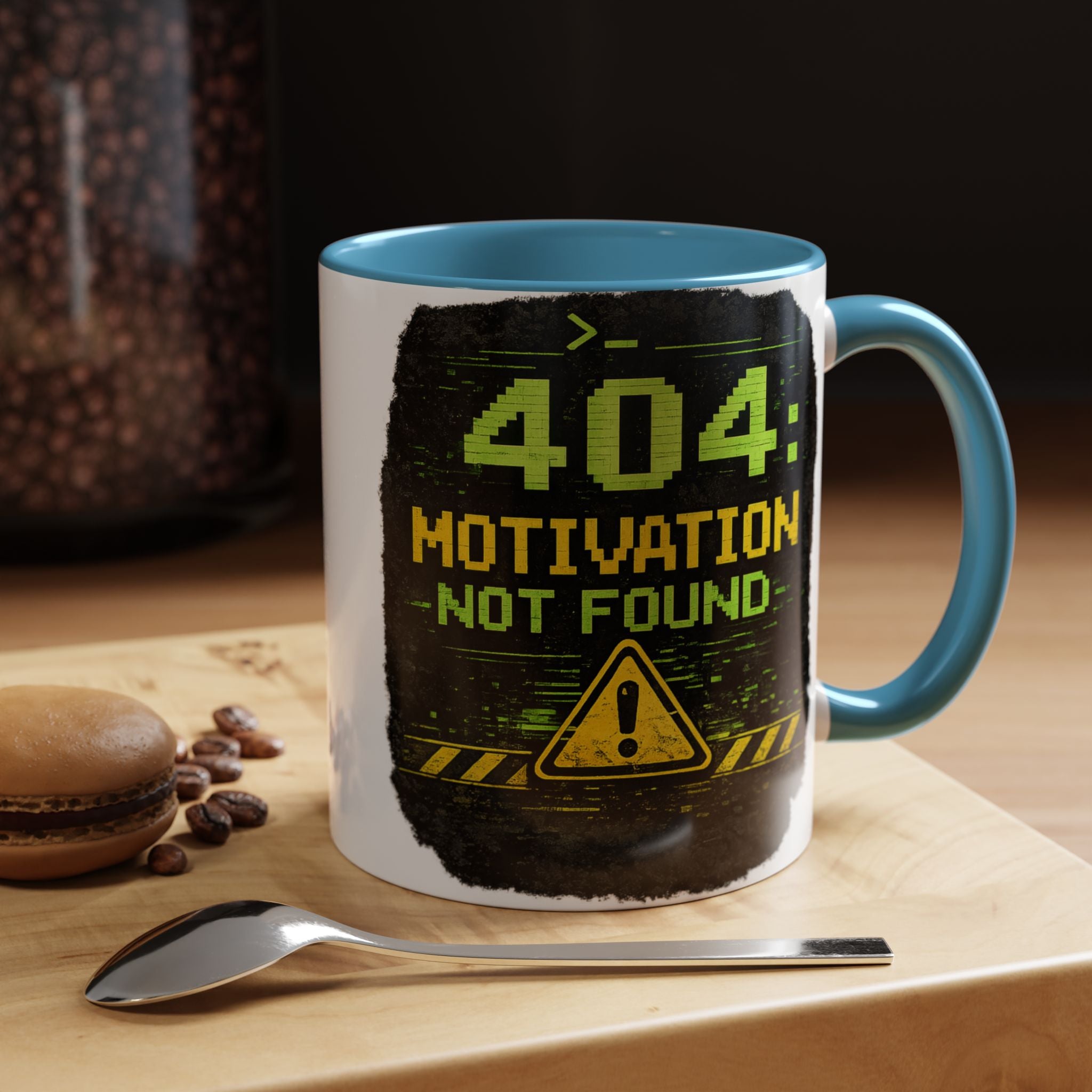 "Error 404 Motivation Not Found" IT Humor Accent Coffee Mug (11, 15oz)