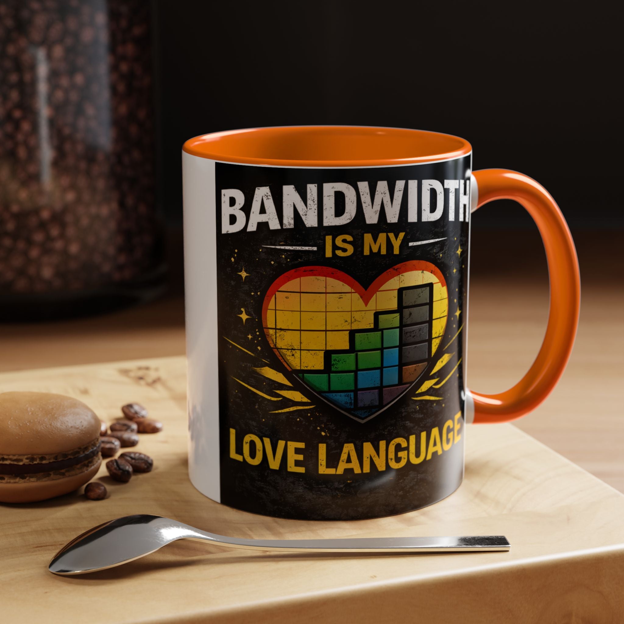 "Bandwidth is my Love Language" IT Humor Accent Coffee Mug (11, 15oz)