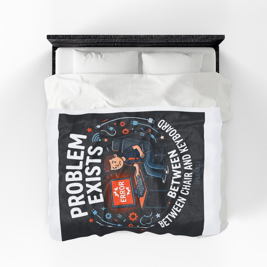 "Problem Exists Between Chair & Keyboard" Tech Humor Funny IT Velveteen Plush Blanket