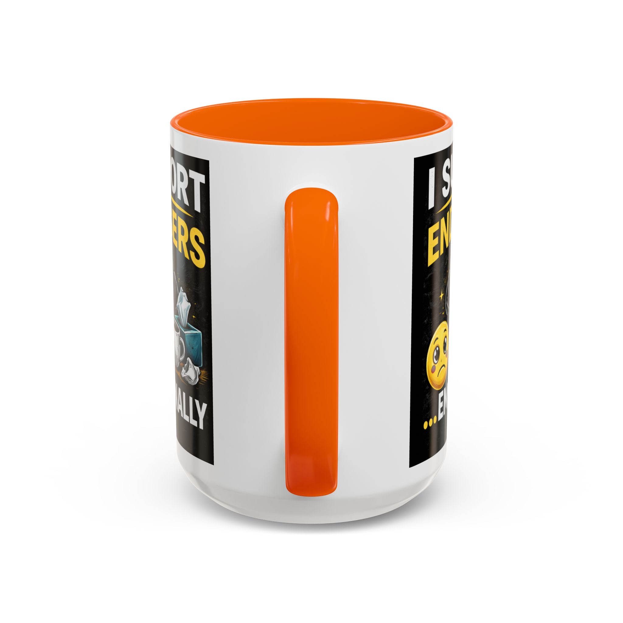 "I Support End Users, Emotionally" IT Humor Accent Coffee Mug (11, 15oz)