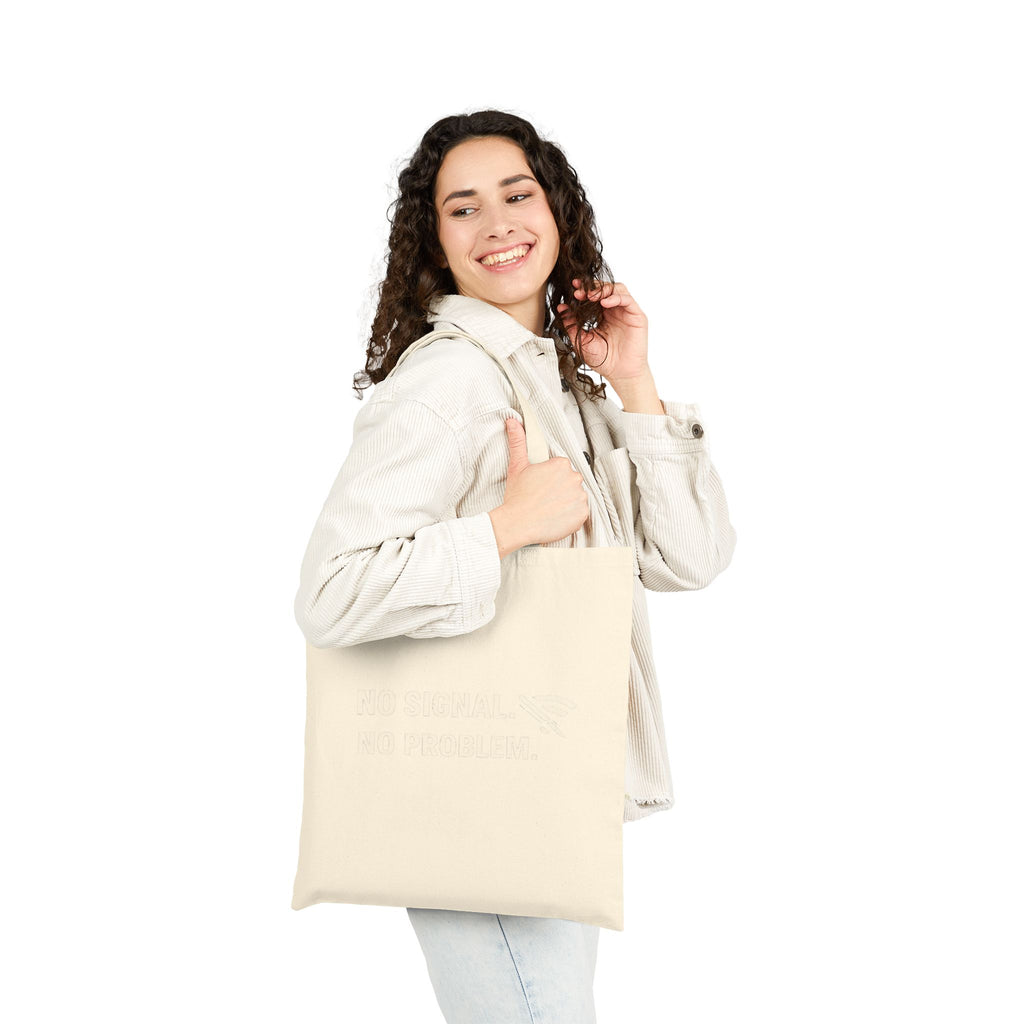 "No Signal No Problem" Funny IT Tech Humor Canvas Tote Bag