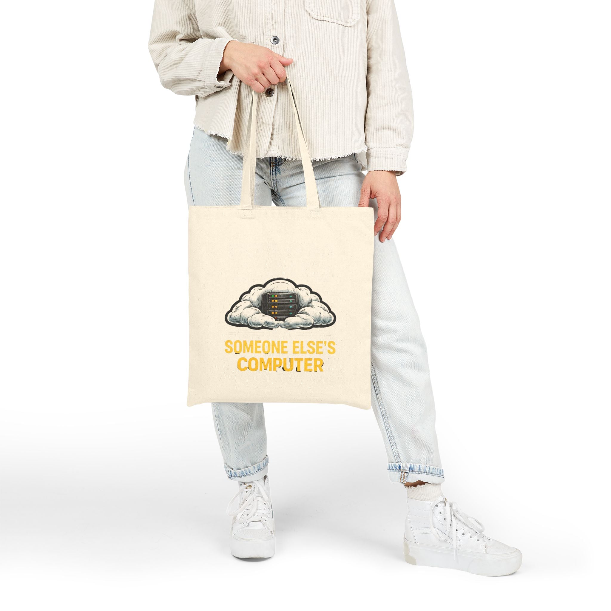 "There Is No Cloud, Just Someone Else's Computer" Funny IT Cloud Server Graphic Canvas Tote Bag