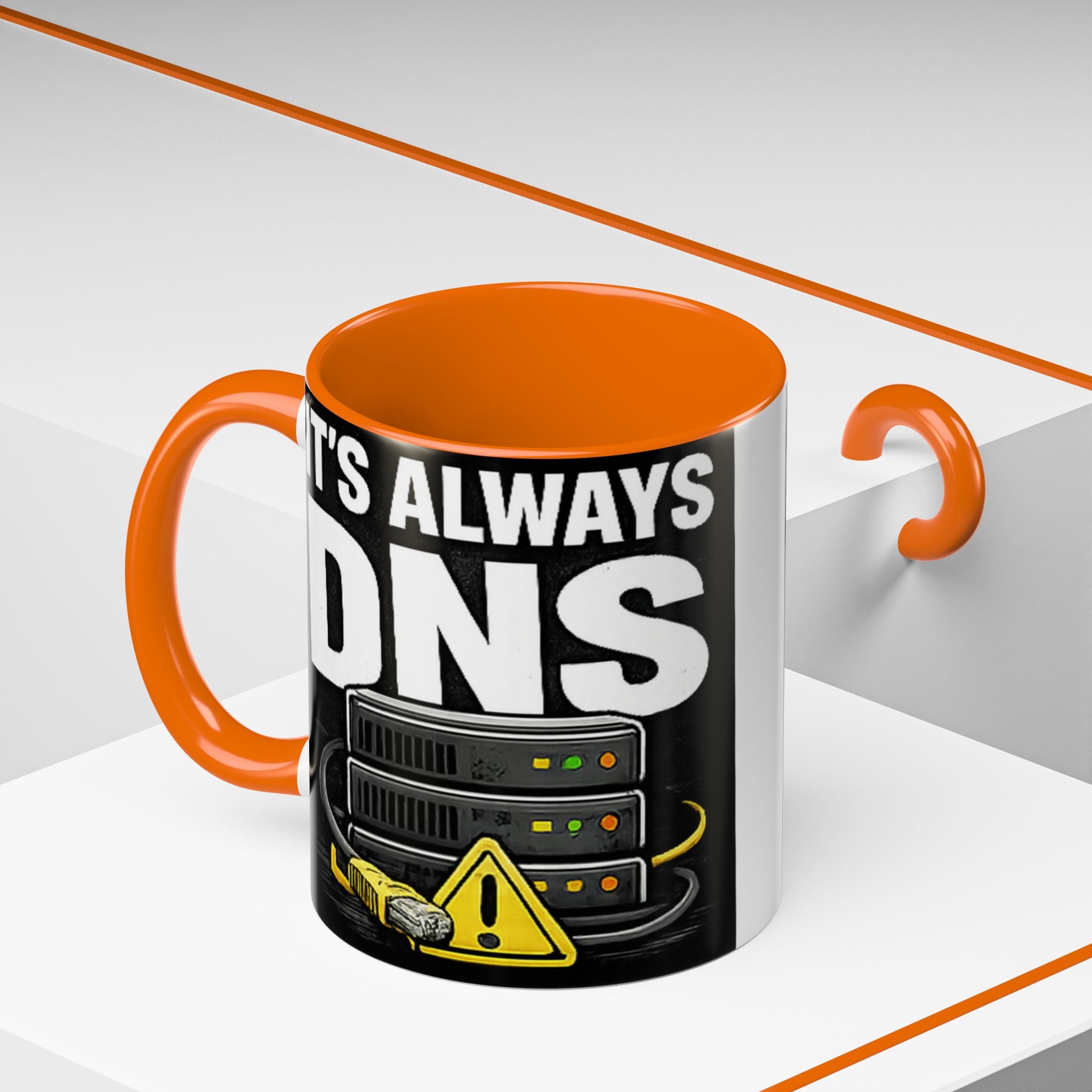 "It's Always DNS" IT Humor Accent Coffee Mug (11, 15oz)