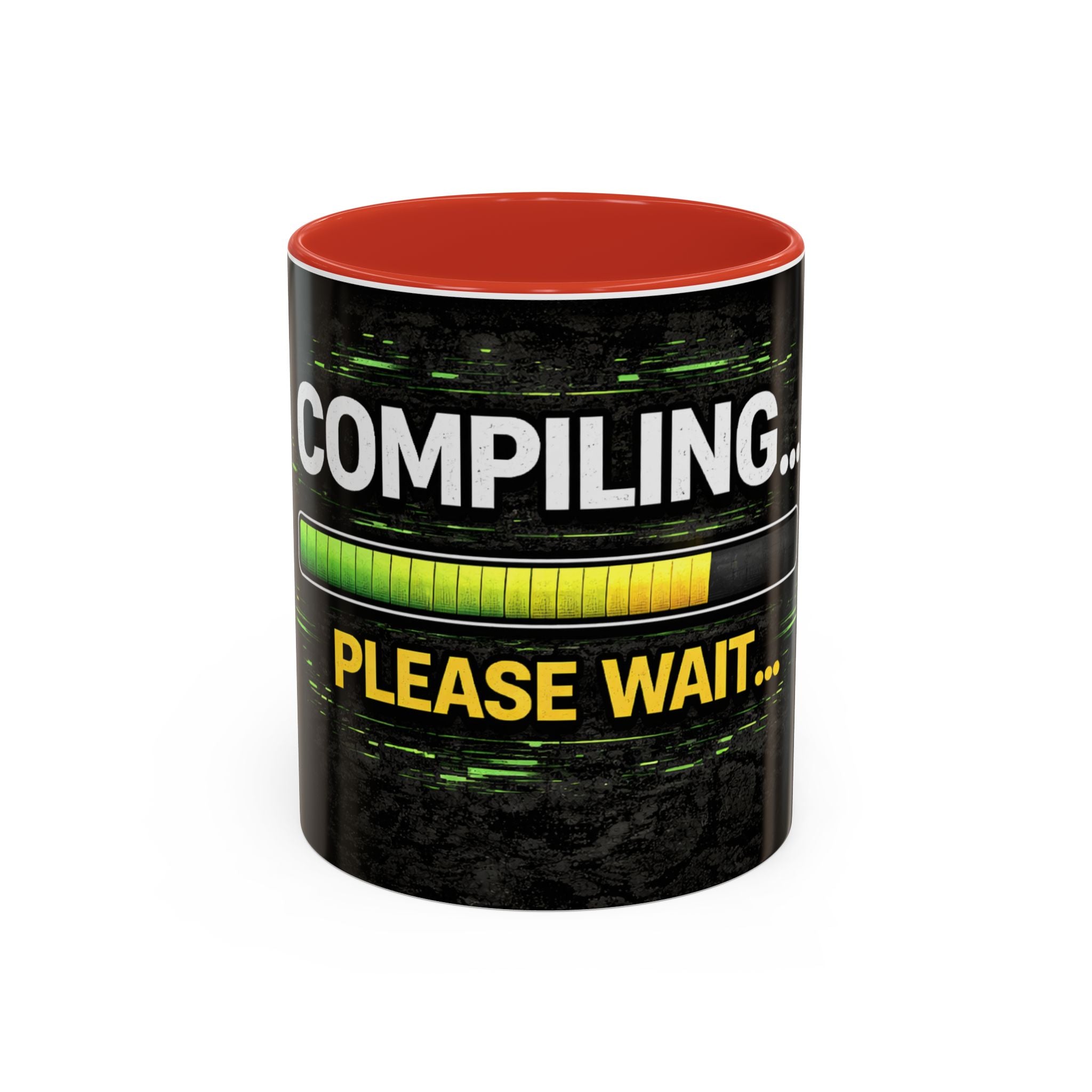 "Compiling, Please Wait" IT Humor Accent Coffee Mug (11, 15oz)