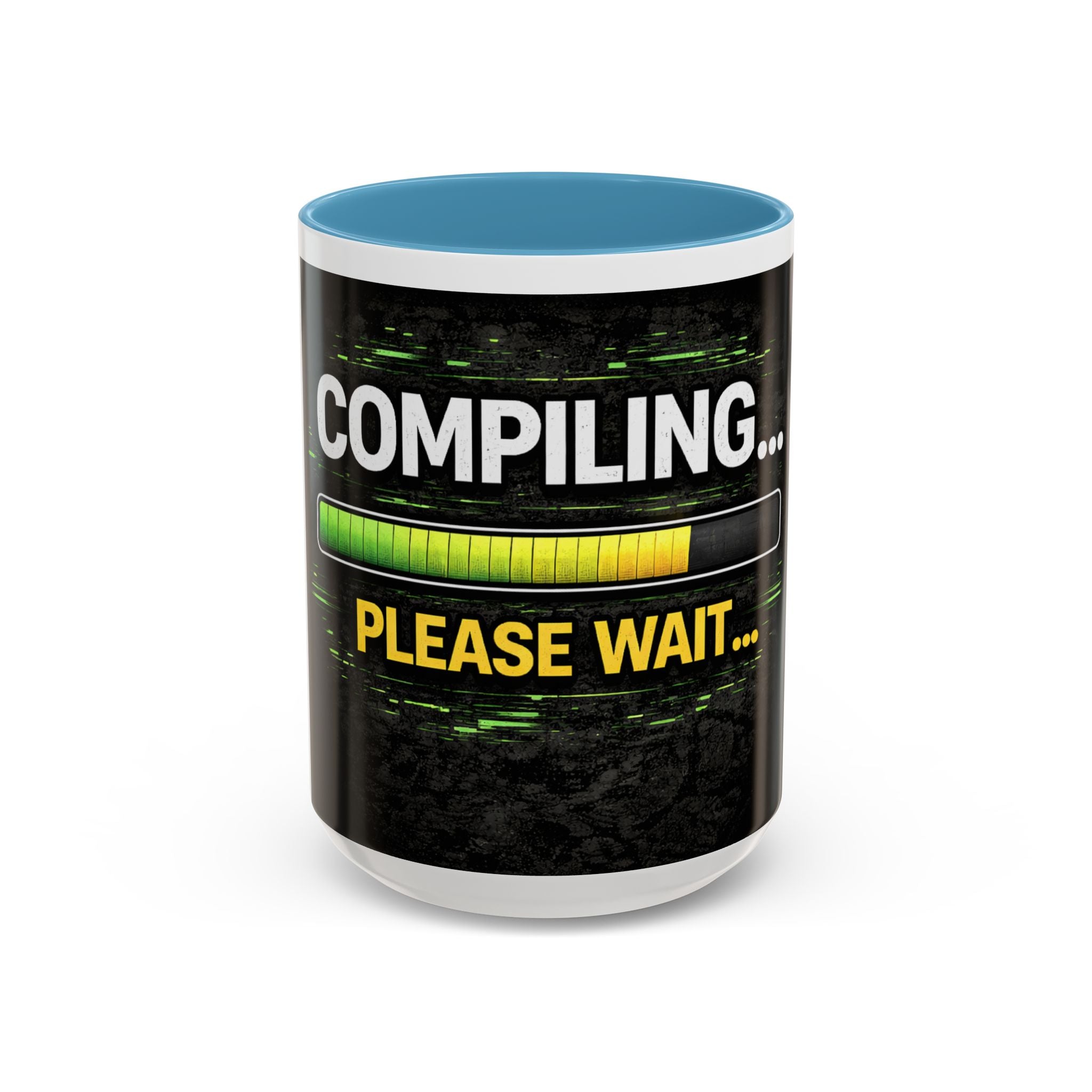 "Compiling, Please Wait" IT Humor Accent Coffee Mug (11, 15oz)