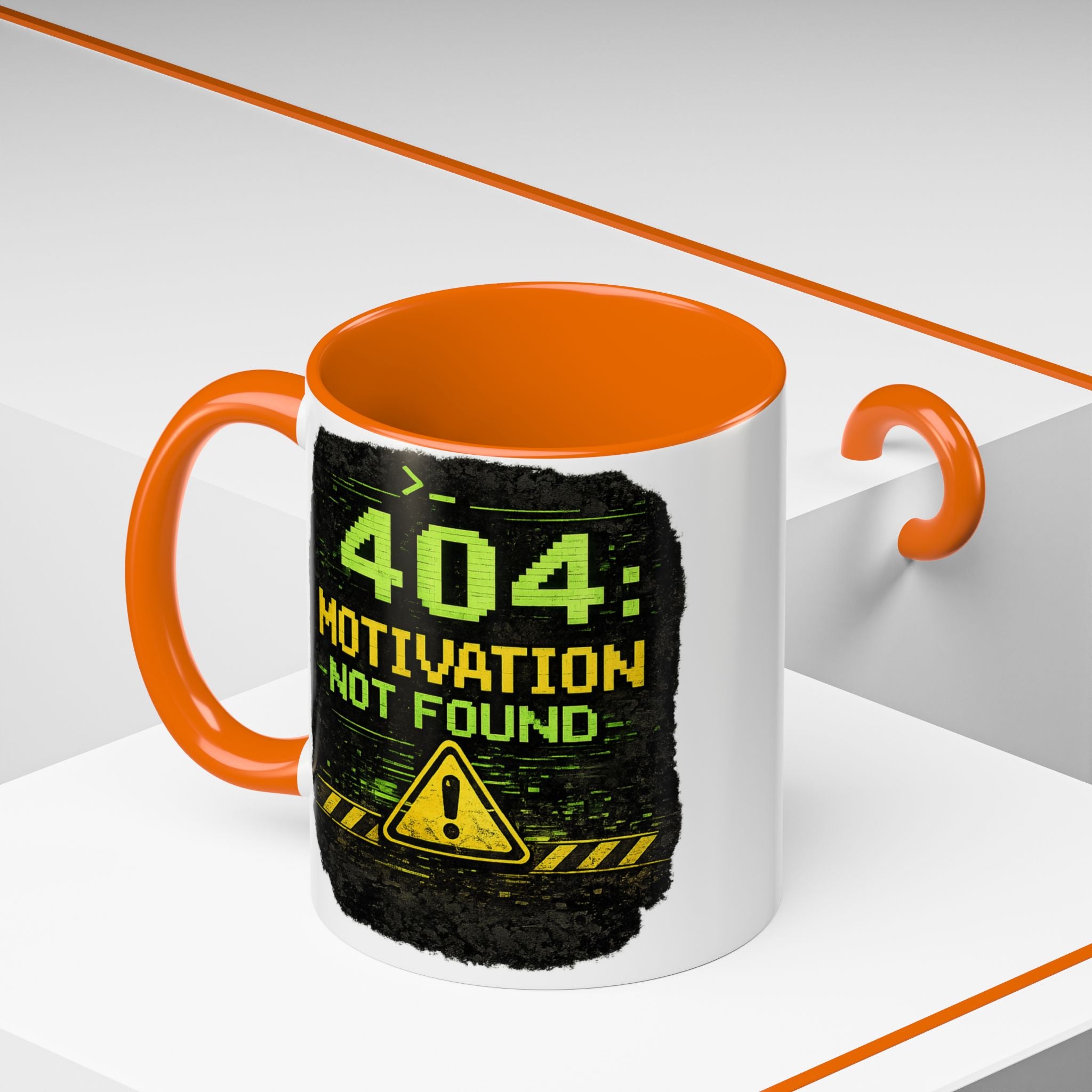 "Error 404 Motivation Not Found" IT Humor Accent Coffee Mug (11, 15oz)