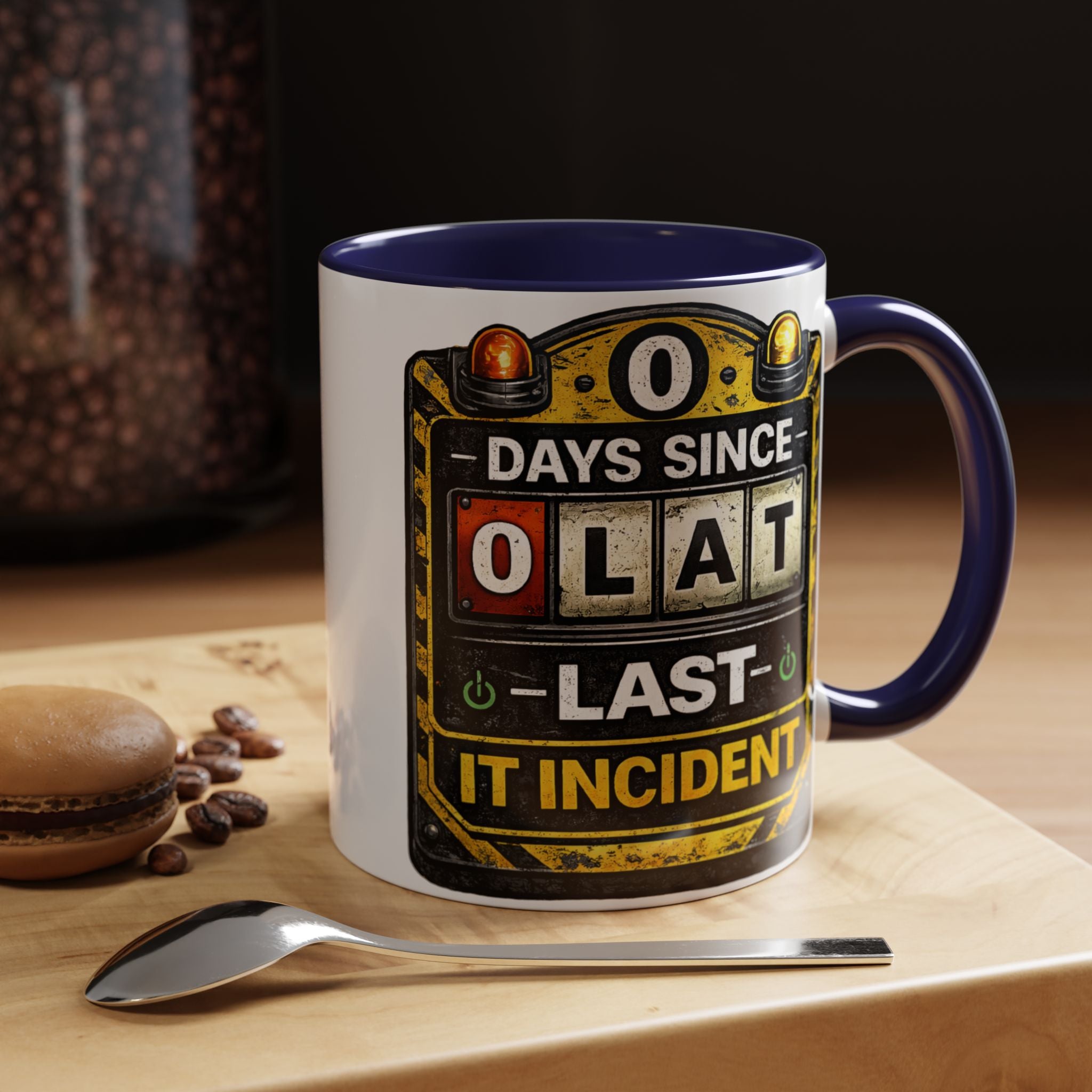 "0 Days Since Last IT Incident" IT Humor Accent Coffee Mug (11, 15oz)