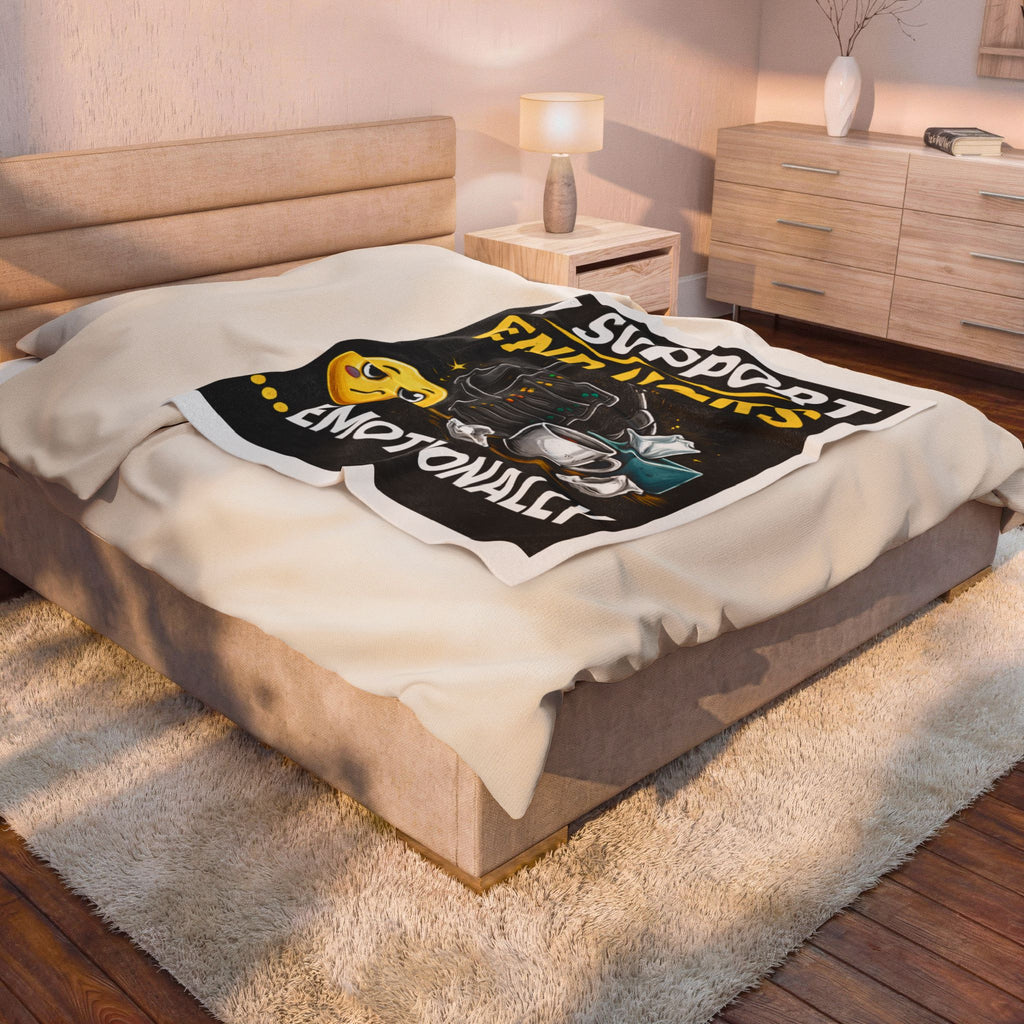 "I Support End Users... Emotionally" Tech Humor Funny IT Velveteen Plush Blanket