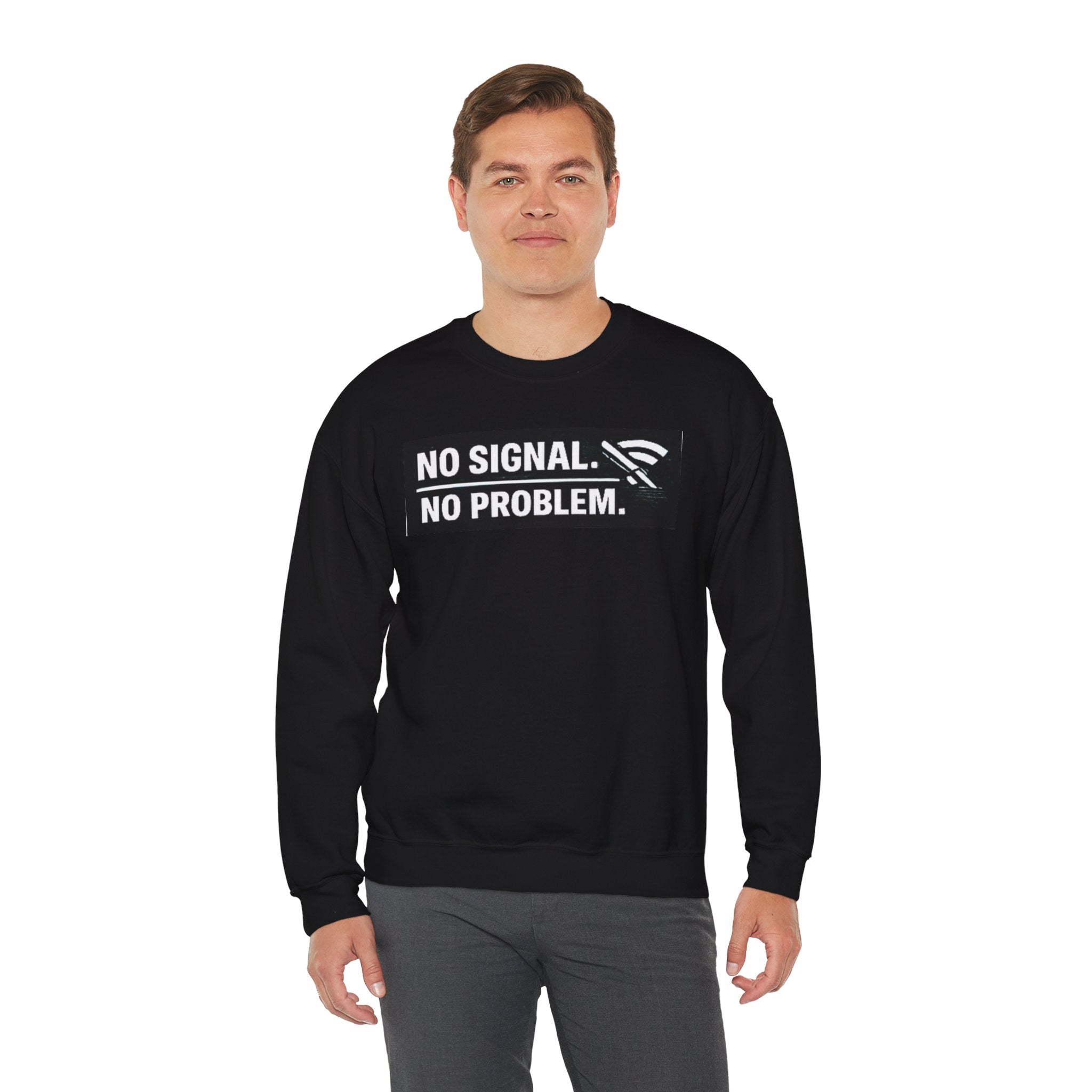 "No Signal, No Problem" Unisex Heavy Blend™ Funny IT Crewneck Sweatshirt