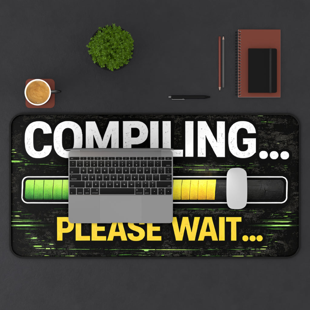 "Compiling... Please Wait" Funny IT Desk Mat Tech Humor Programmer Keyboard Mouse Pad