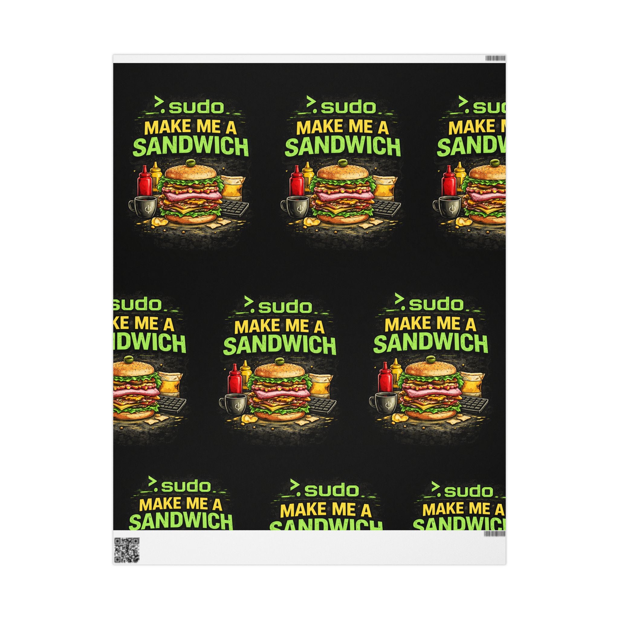 ">.Sudo Make Me ASandwich" Funny IT Wrapping Paper – Funny Tech Gift Wrap