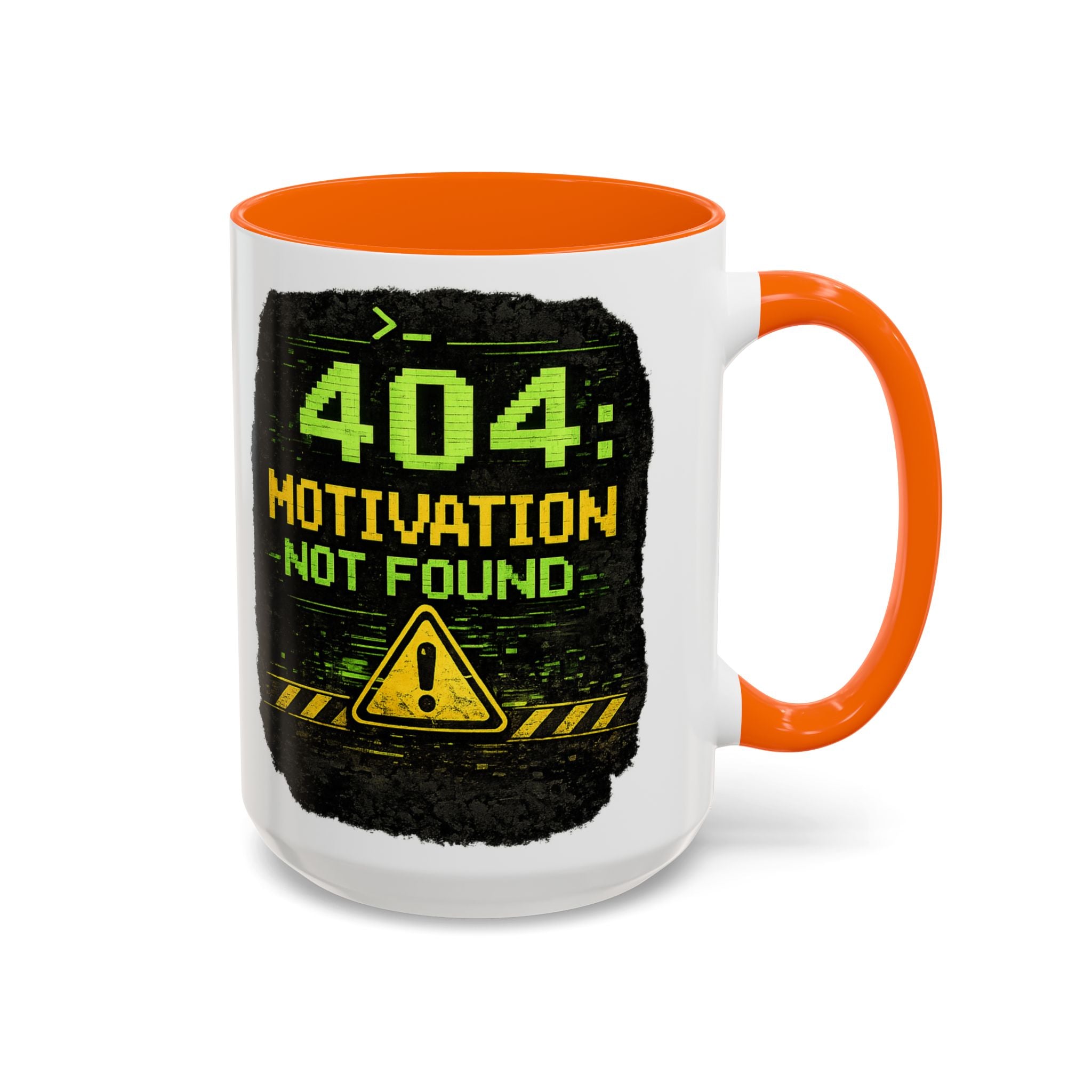 "Error 404 Motivation Not Found" IT Humor Accent Coffee Mug (11, 15oz)