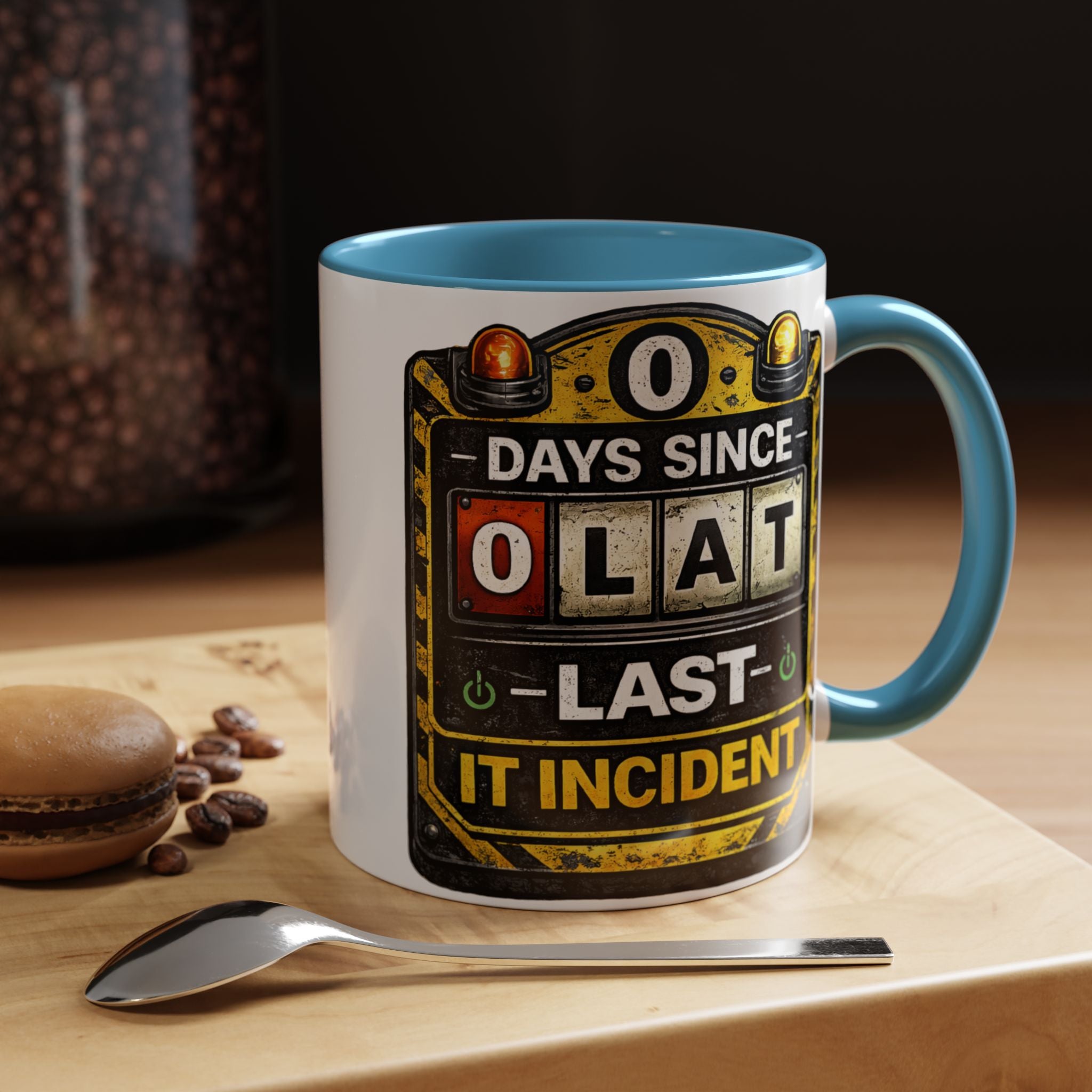 "0 Days Since Last IT Incident" IT Humor Accent Coffee Mug (11, 15oz)