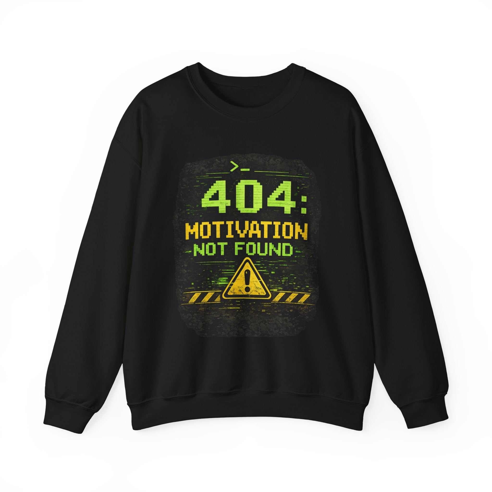 "404: Motivation Not Found" Funny Tech Graphic Crewneck Sweatshirt
