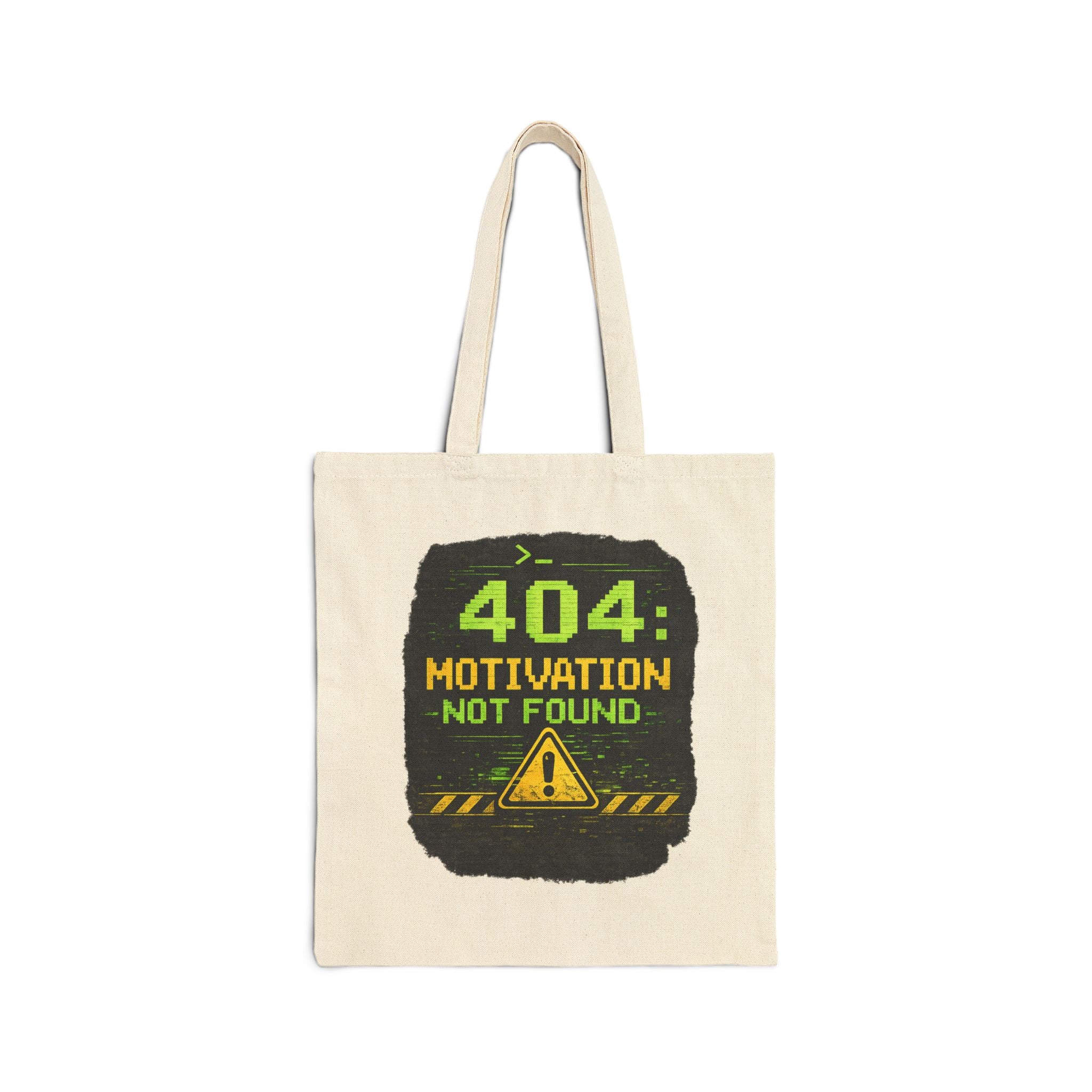 "404: Motivation Not Found" Funny IT Tech Humor Fake Error Canvas Tote Bag
