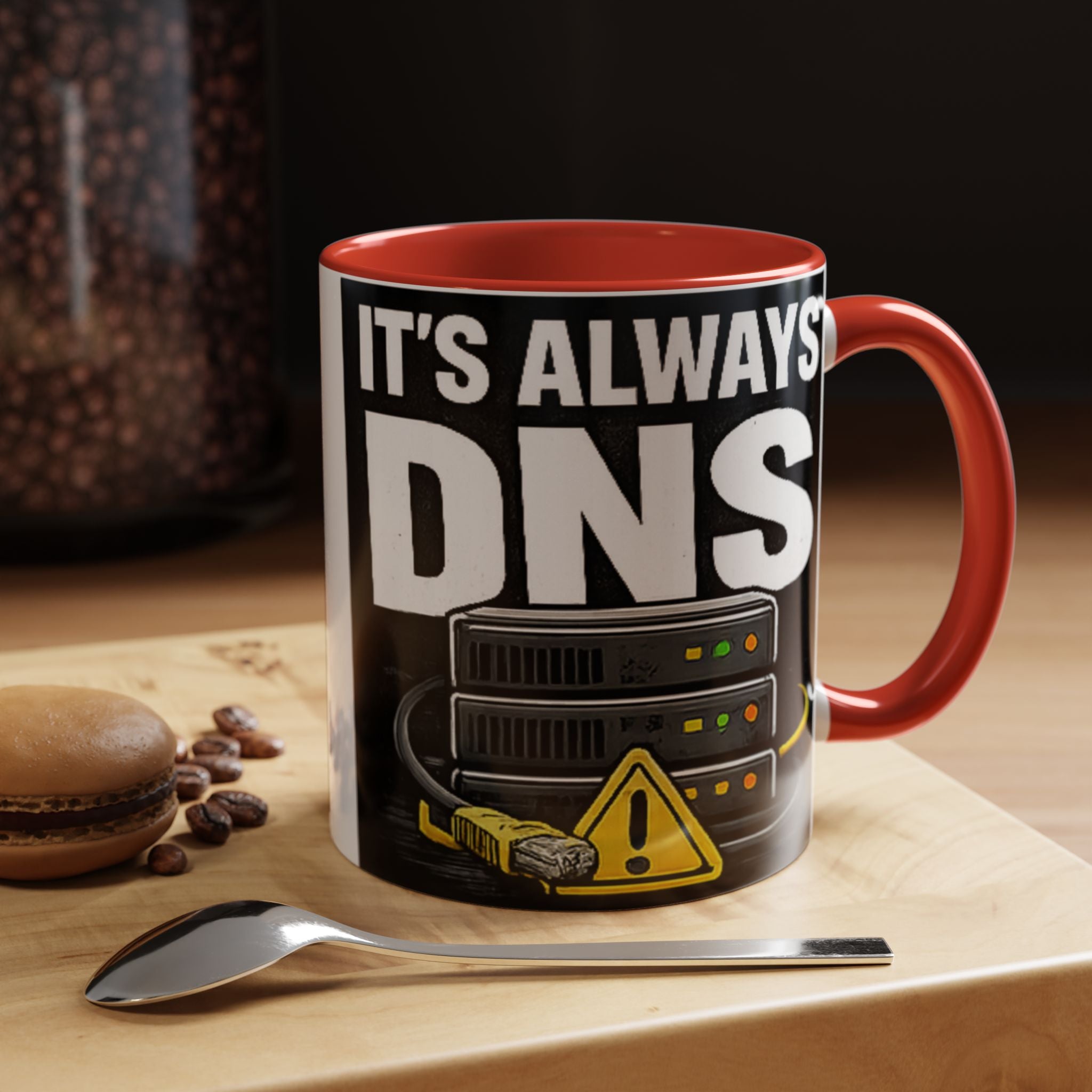 "It's Always DNS" IT Humor Accent Coffee Mug (11, 15oz)