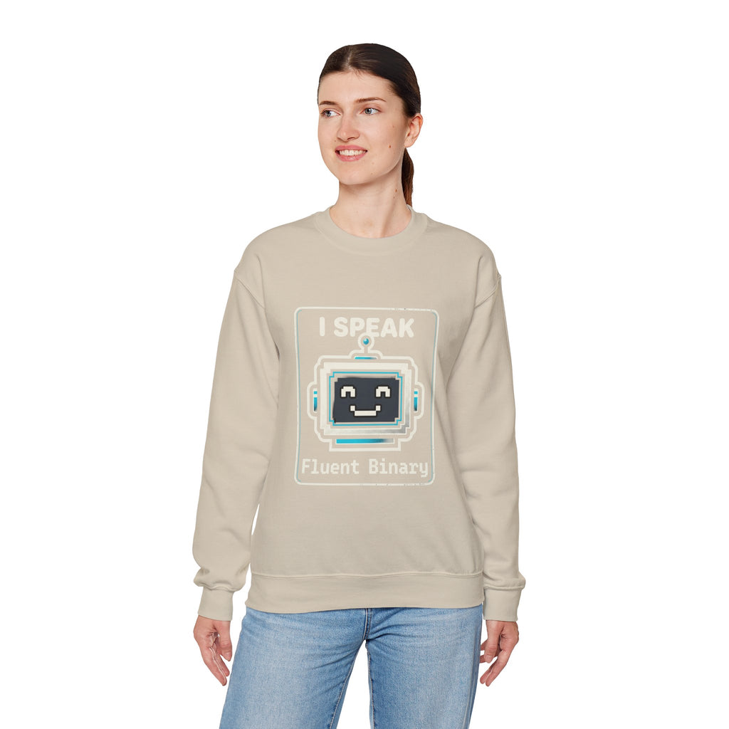 "I Speak Fluent Binary" Funny IT Crewneck Sweatshirt