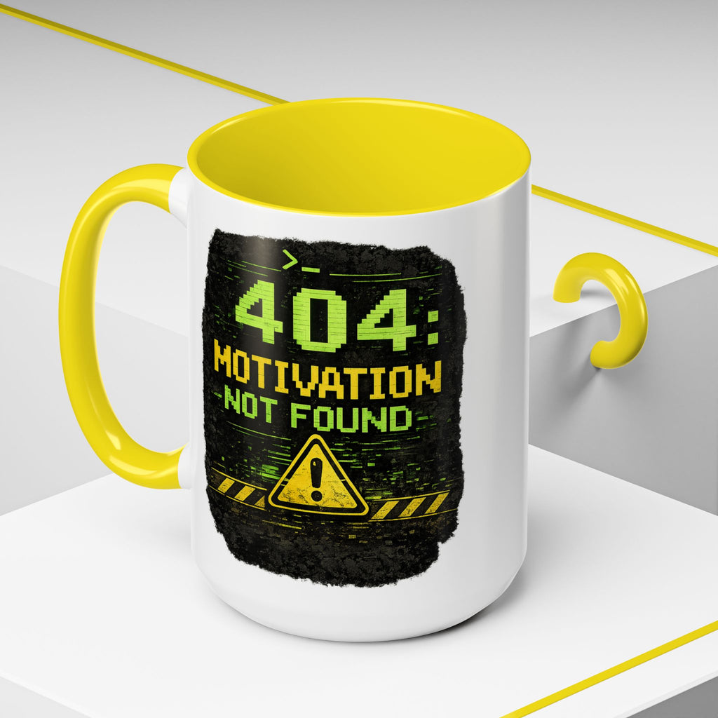 "Error 404 Motivation Not Found" IT Humor Accent Coffee Mug (11, 15oz)
