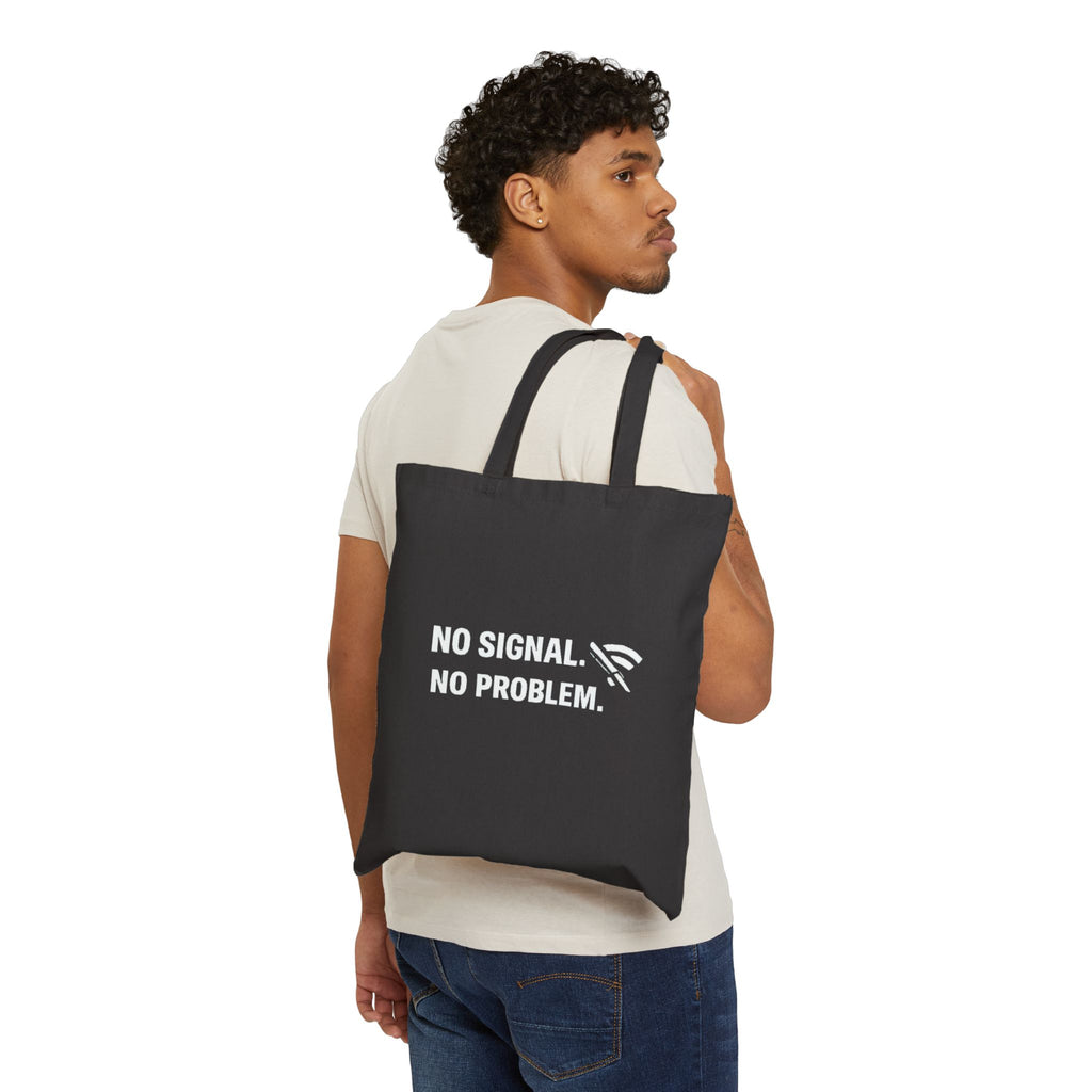 "No Signal No Problem" Funny IT Tech Humor Canvas Tote Bag