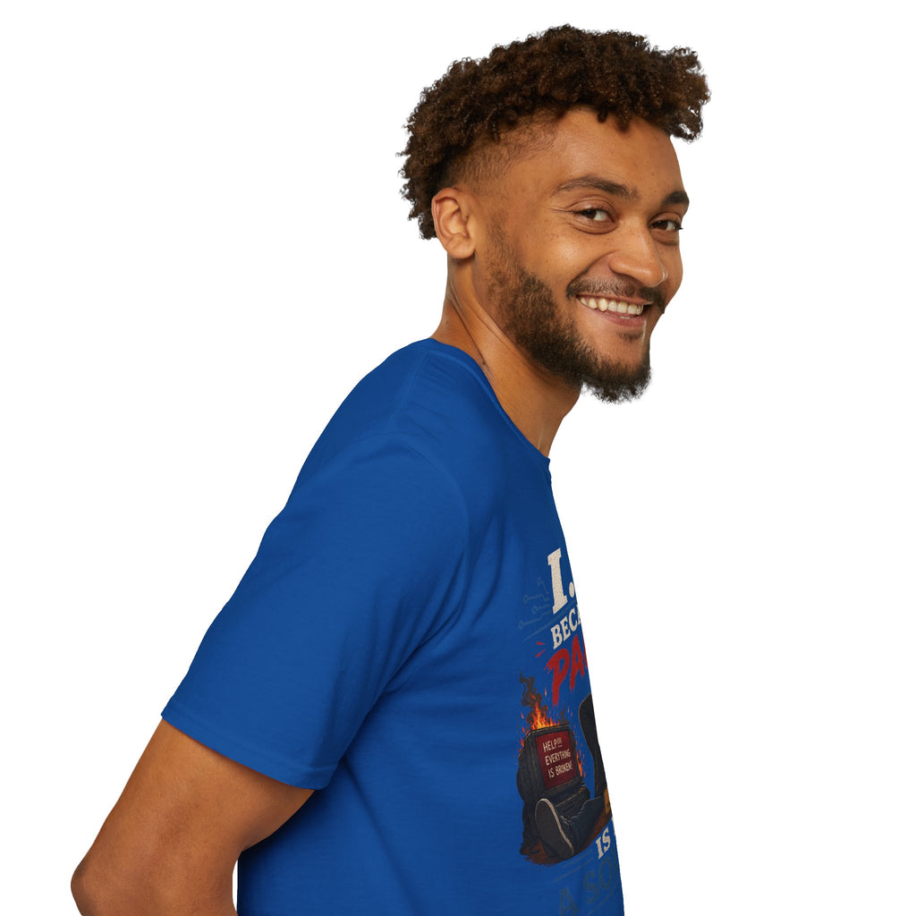 "IT Because Panic Is Not A Solution" Tech Humor T-Shirt — Funny IT Support Tech Tee