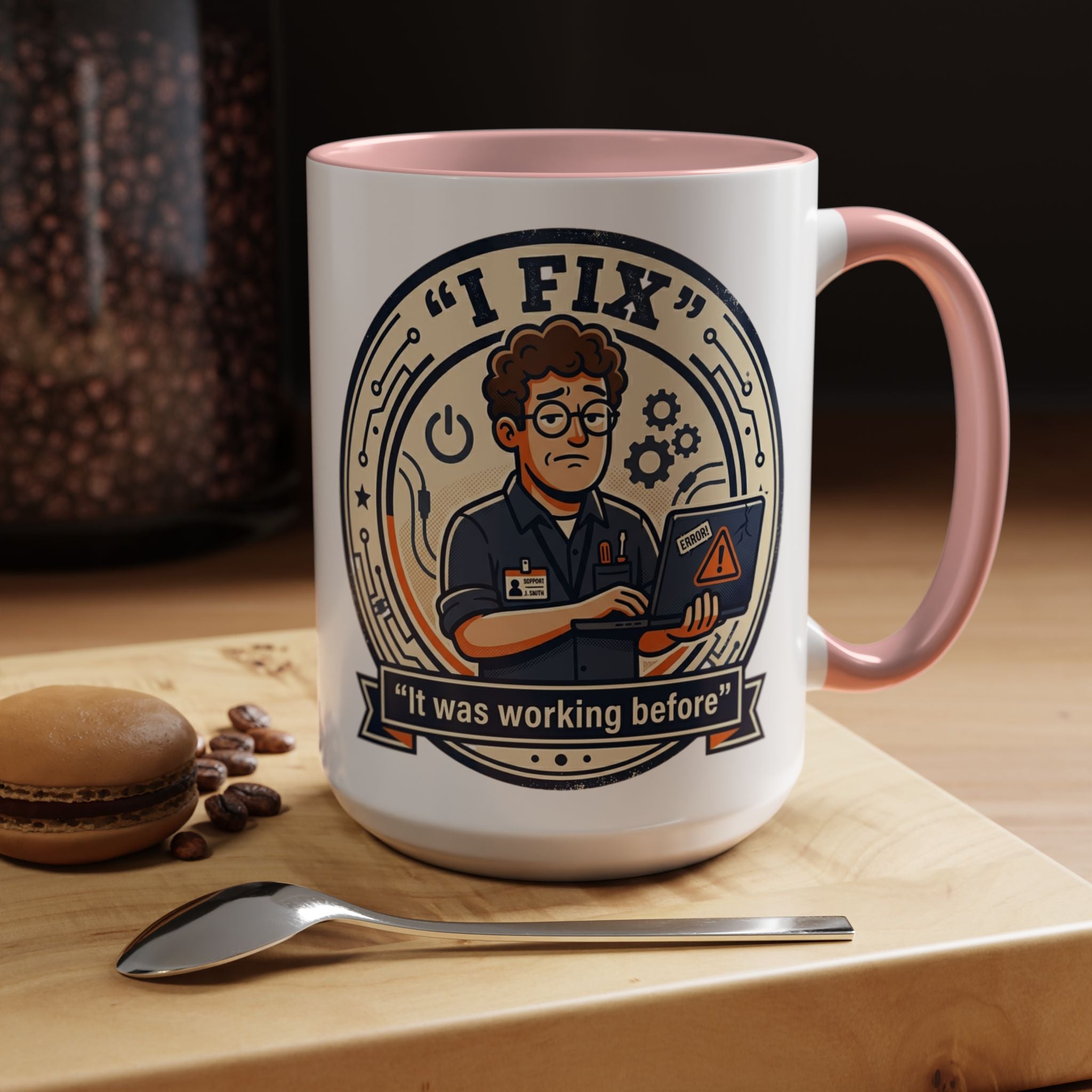 "I Fix: It Was Working Before" IT Humor Accent Coffee Mug (11, 15oz)