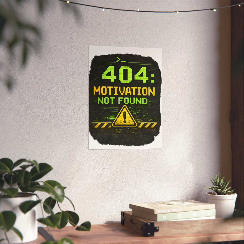 "Error 404 Motivation Not Found" Geek Tech Humor Funny IT Matte Vertical Posters