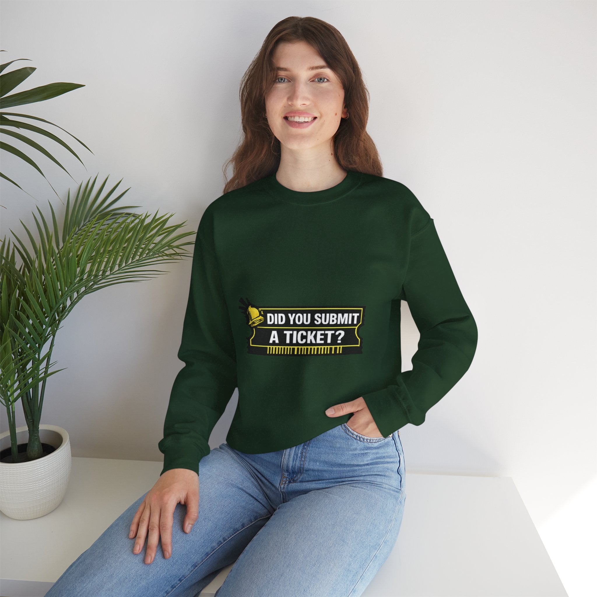 "Did You Submit a Ticket?" IT Support Humor Crewneck Sweatshirt