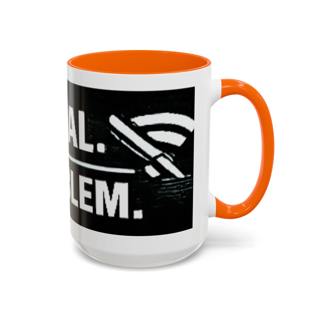 "No Signal No Problem" IT Humor Accent Coffee Mug (11, 15oz)