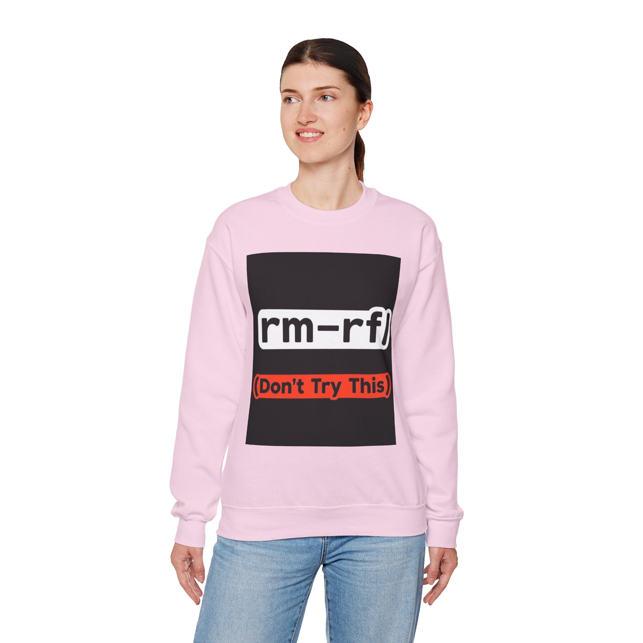 "rm -rf/ (Don't Try This)" — Funny Linux Command Crewneck Sweatshirt