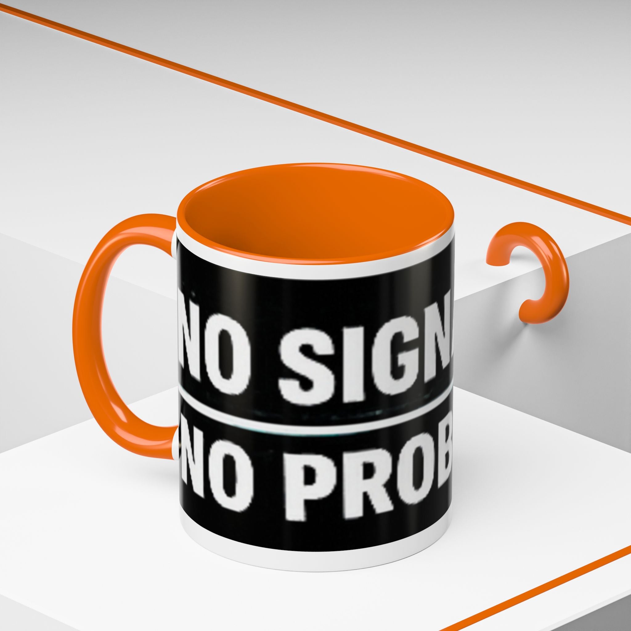 "No Signal No Problem" IT Humor Accent Coffee Mug (11, 15oz)