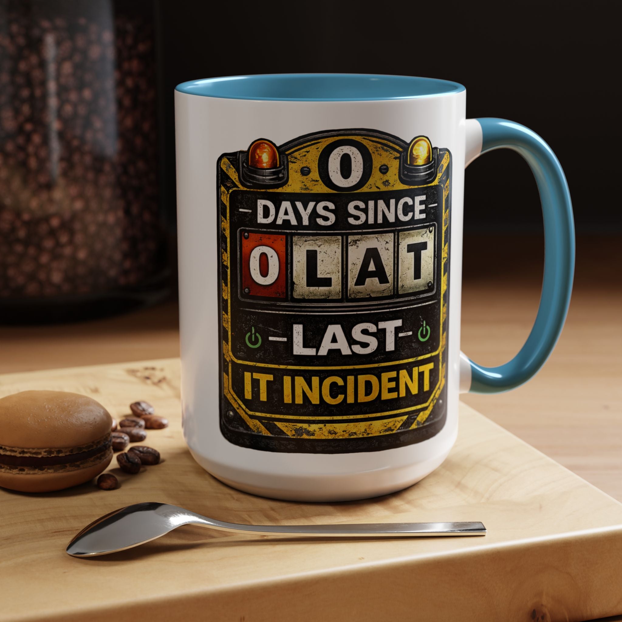 "0 Days Since Last IT Incident" IT Humor Accent Coffee Mug (11, 15oz)