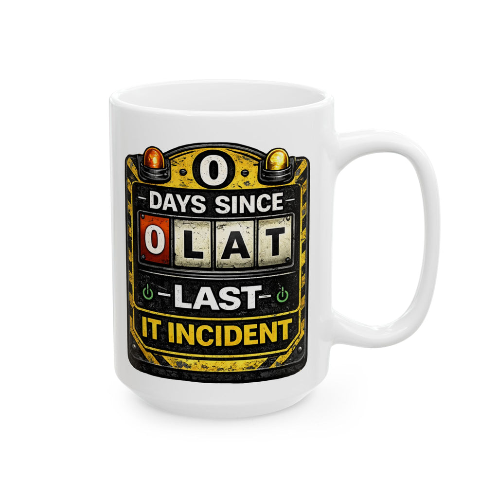"0 days Since Last IT Incident" IT Humor Ceramic Mug, (11oz, 15oz)